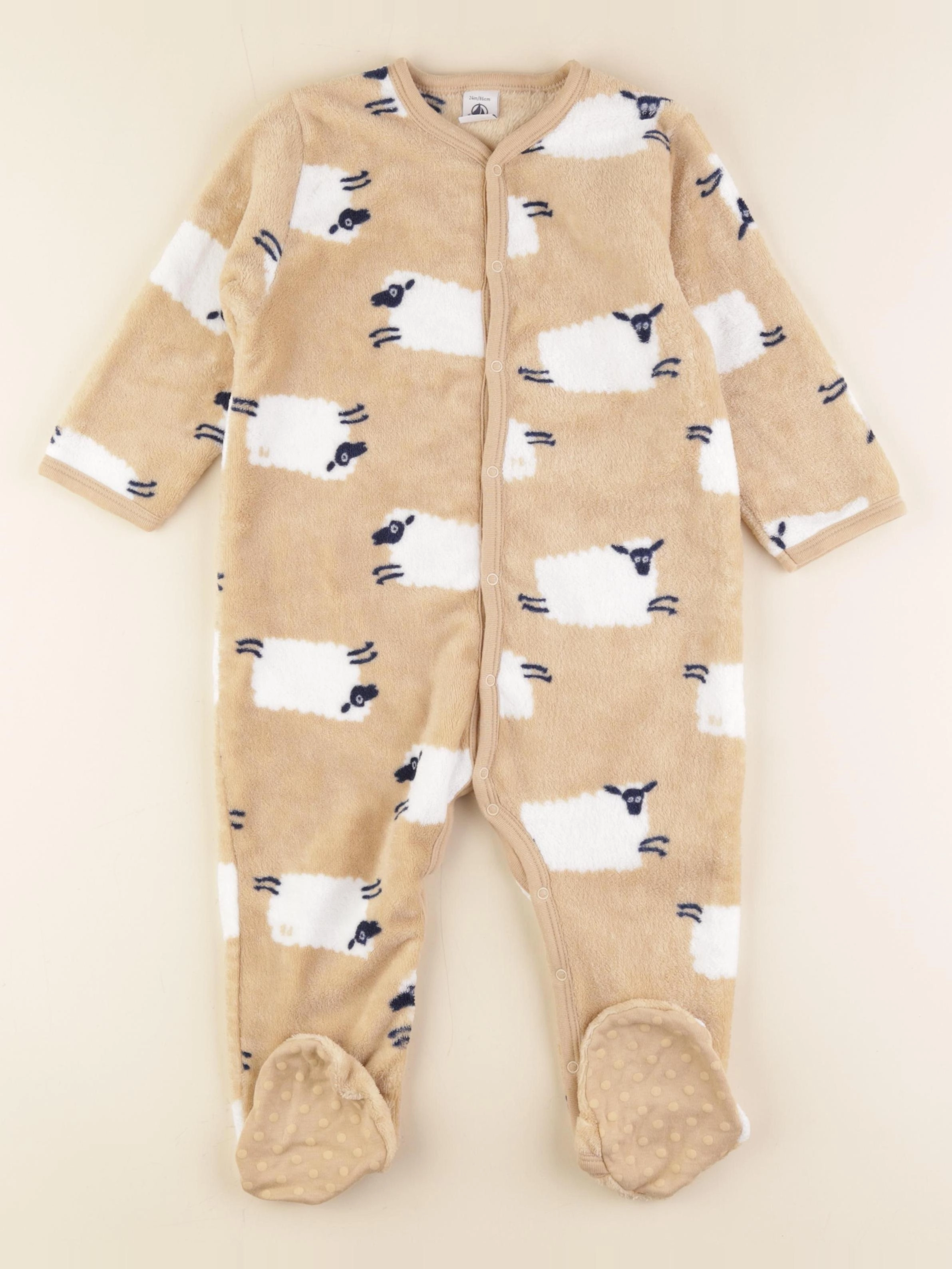 Petit Bateau - sur-pyjama velours beige - 2 ans