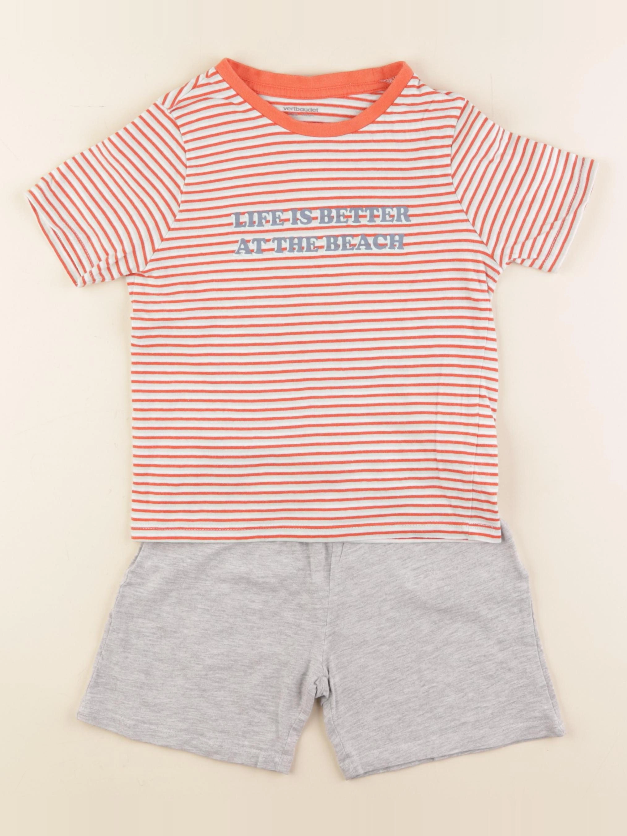 Vertbaudet - pyjama coton gris, orange - 5 ans
