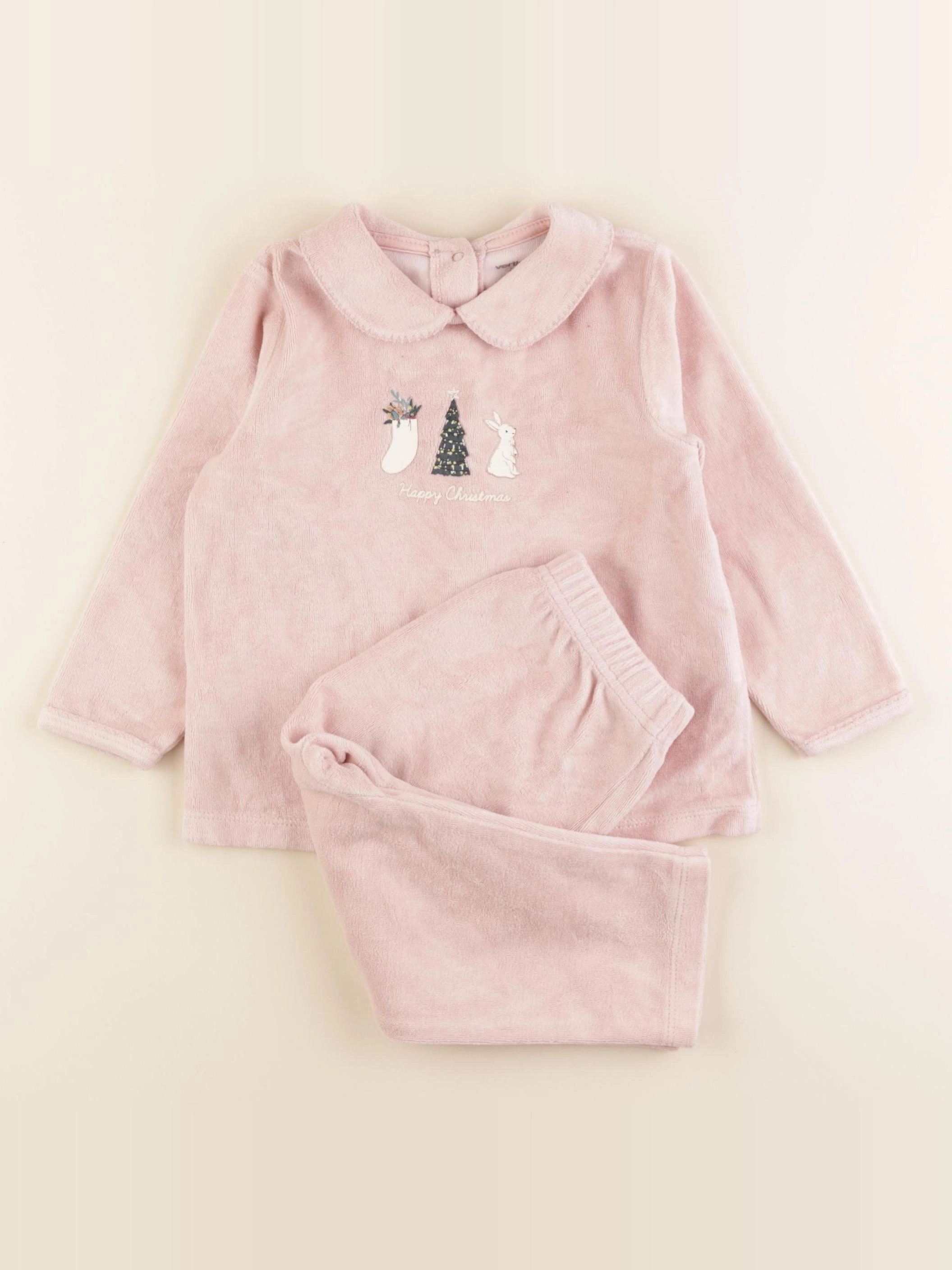 Vertbaudet - pyjama velours rose - 2 ans
