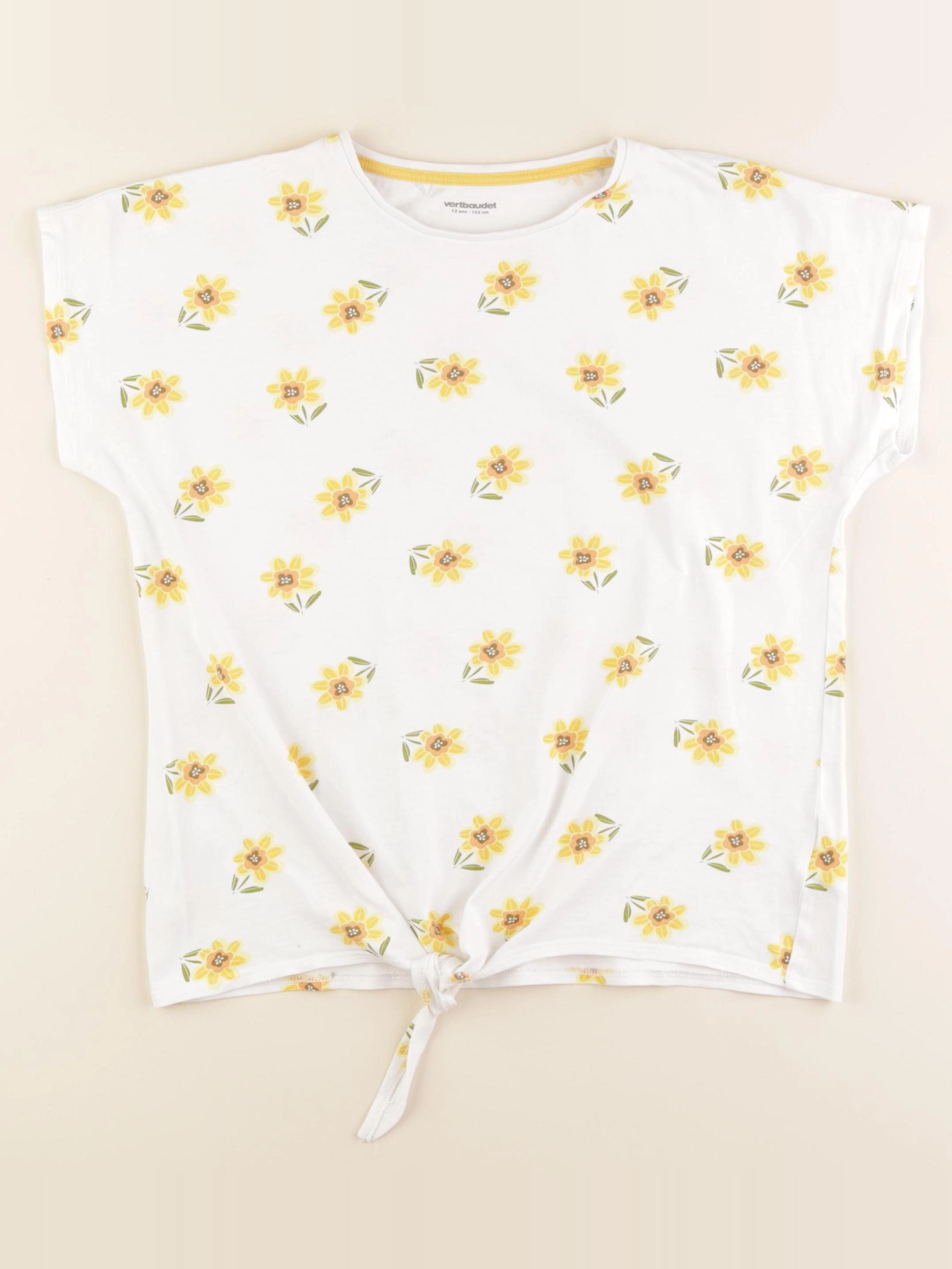 Vertbaudet - tee-shirt blanc, jaune - 12 ans