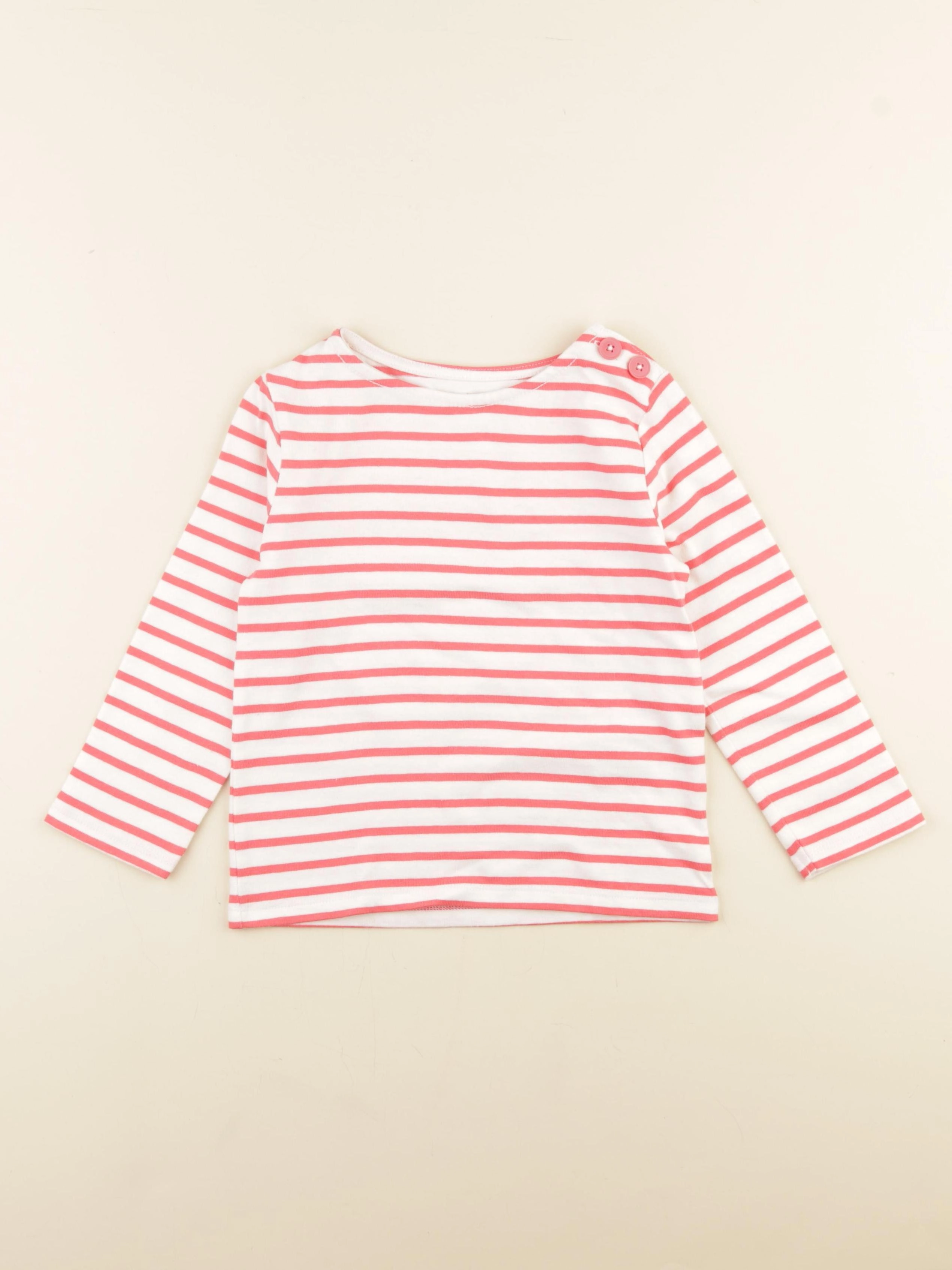 Vertbaudet - pull blanc, rose - 4 ans
