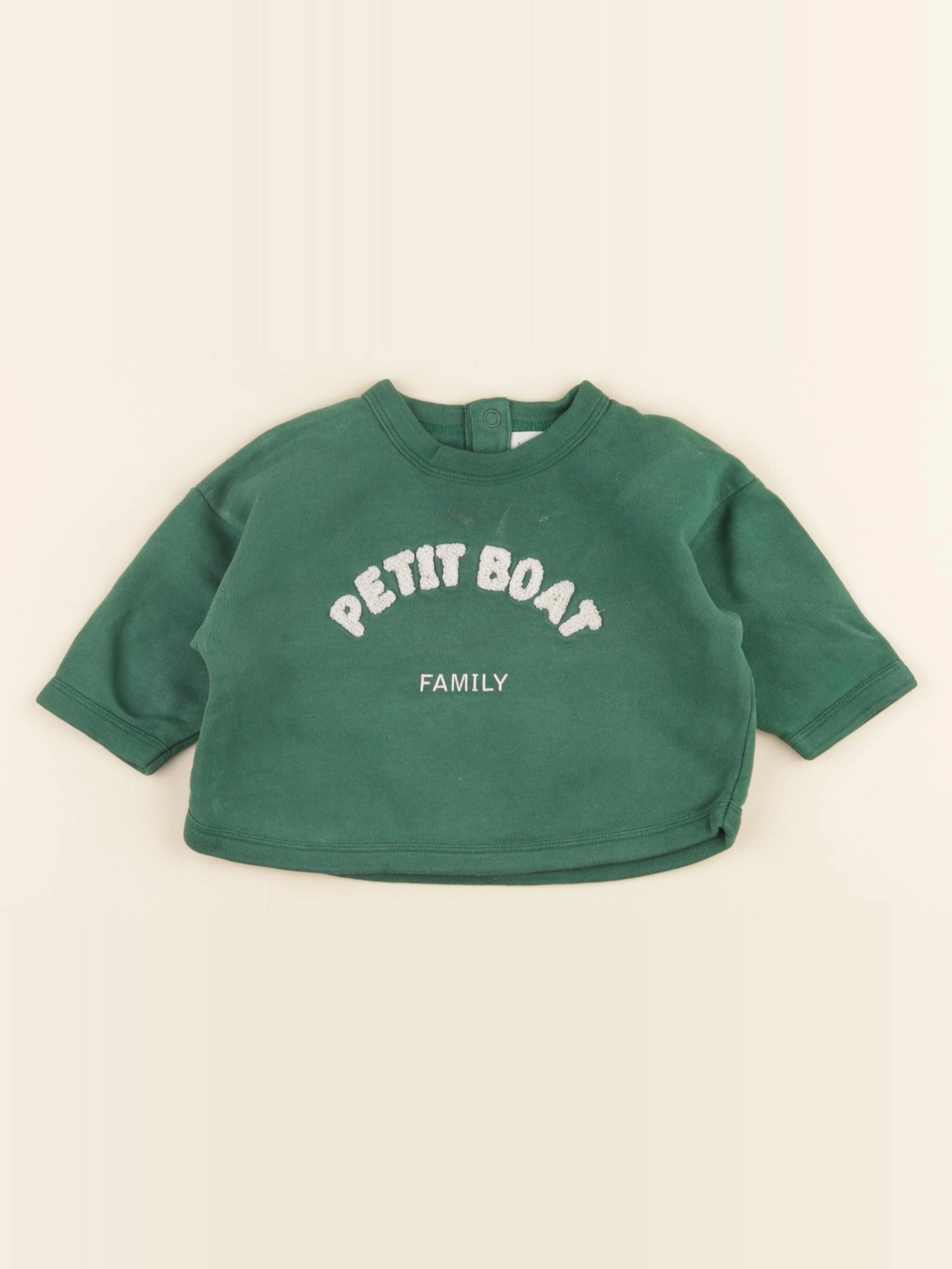 Petit Bateau - sweat vert - 6 mois