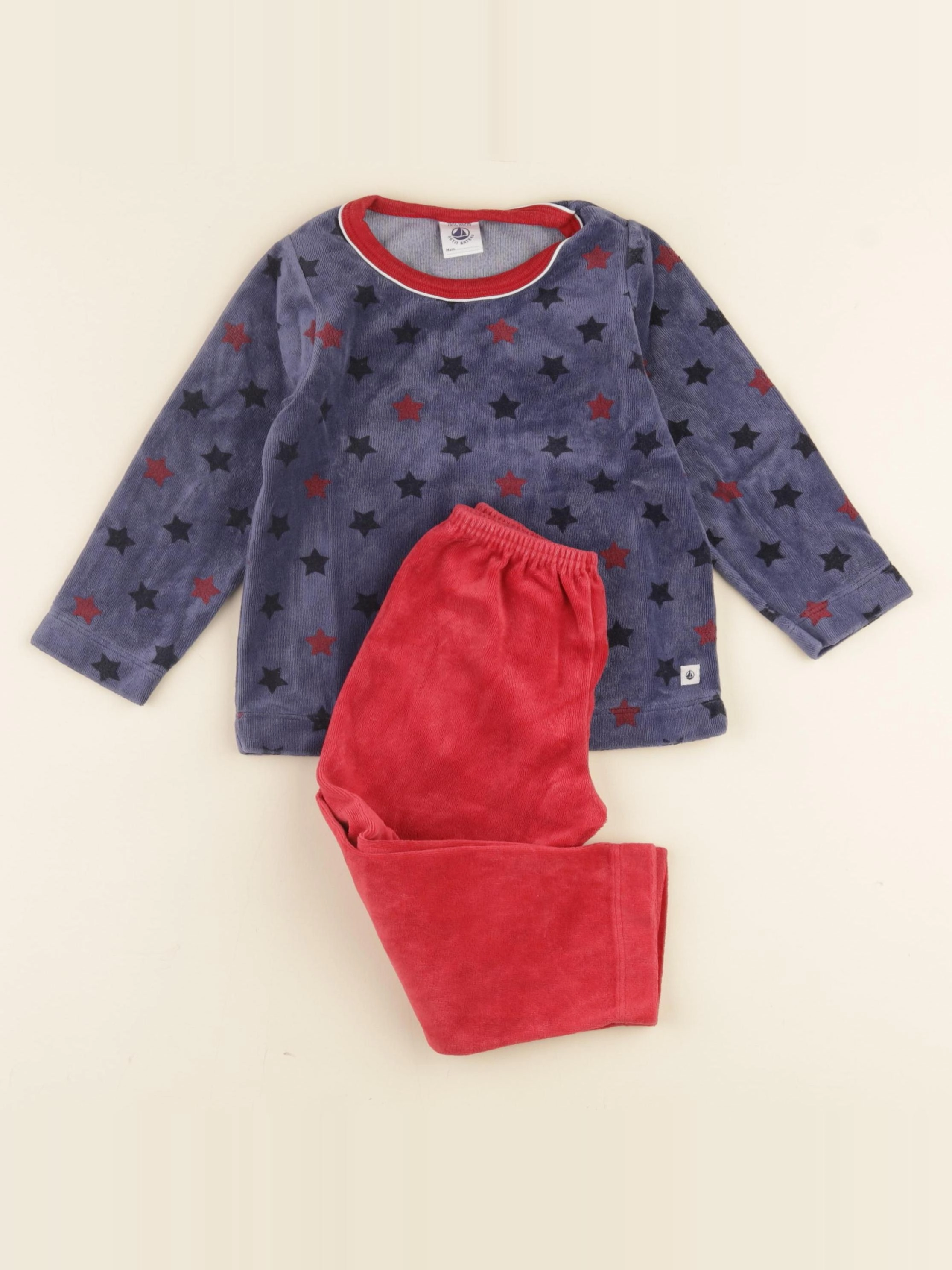 Petit Bateau - pyjama velours rouge - 2 ans