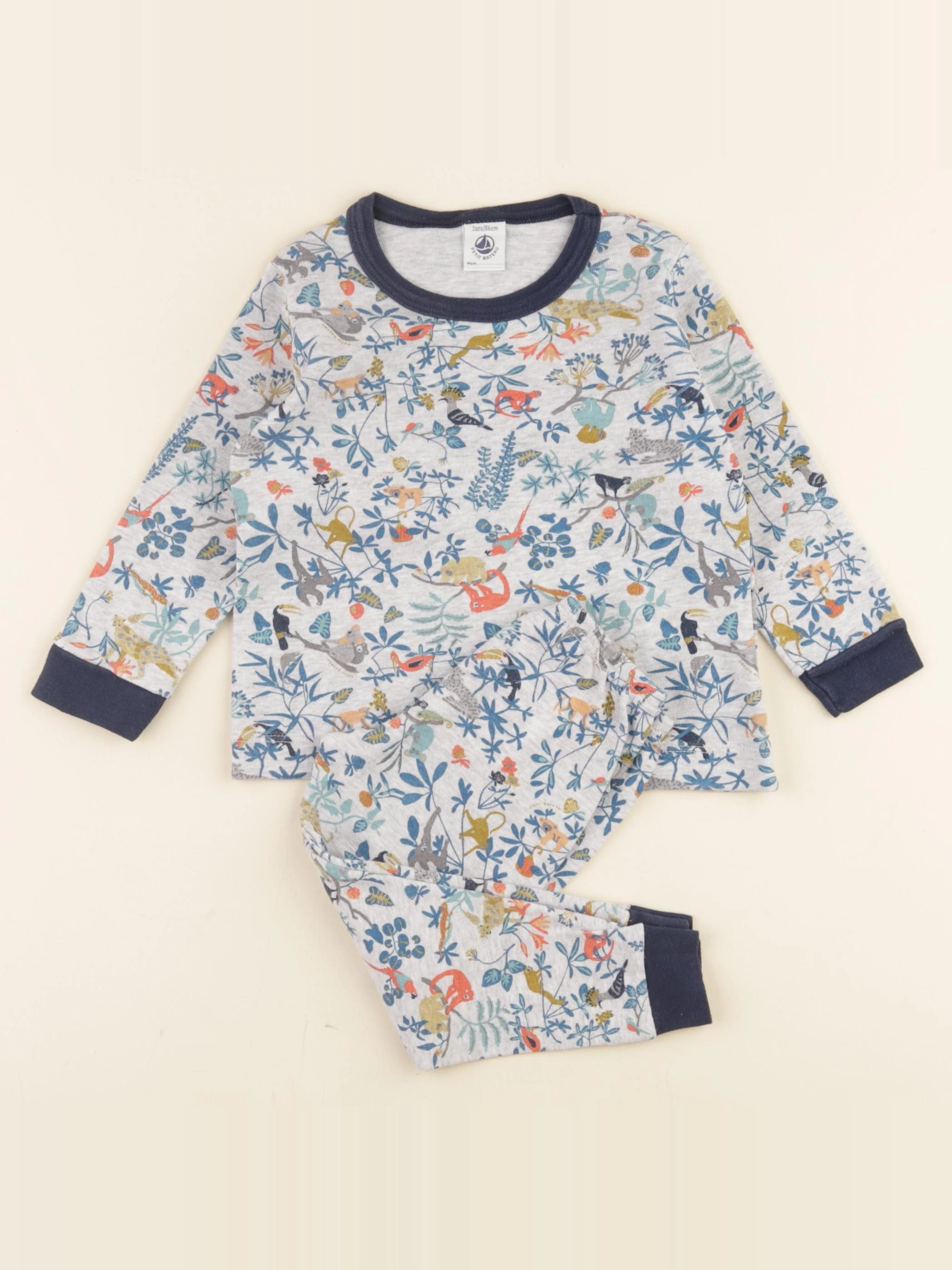 Petit Bateau - pyjama coton gris - 2 ans