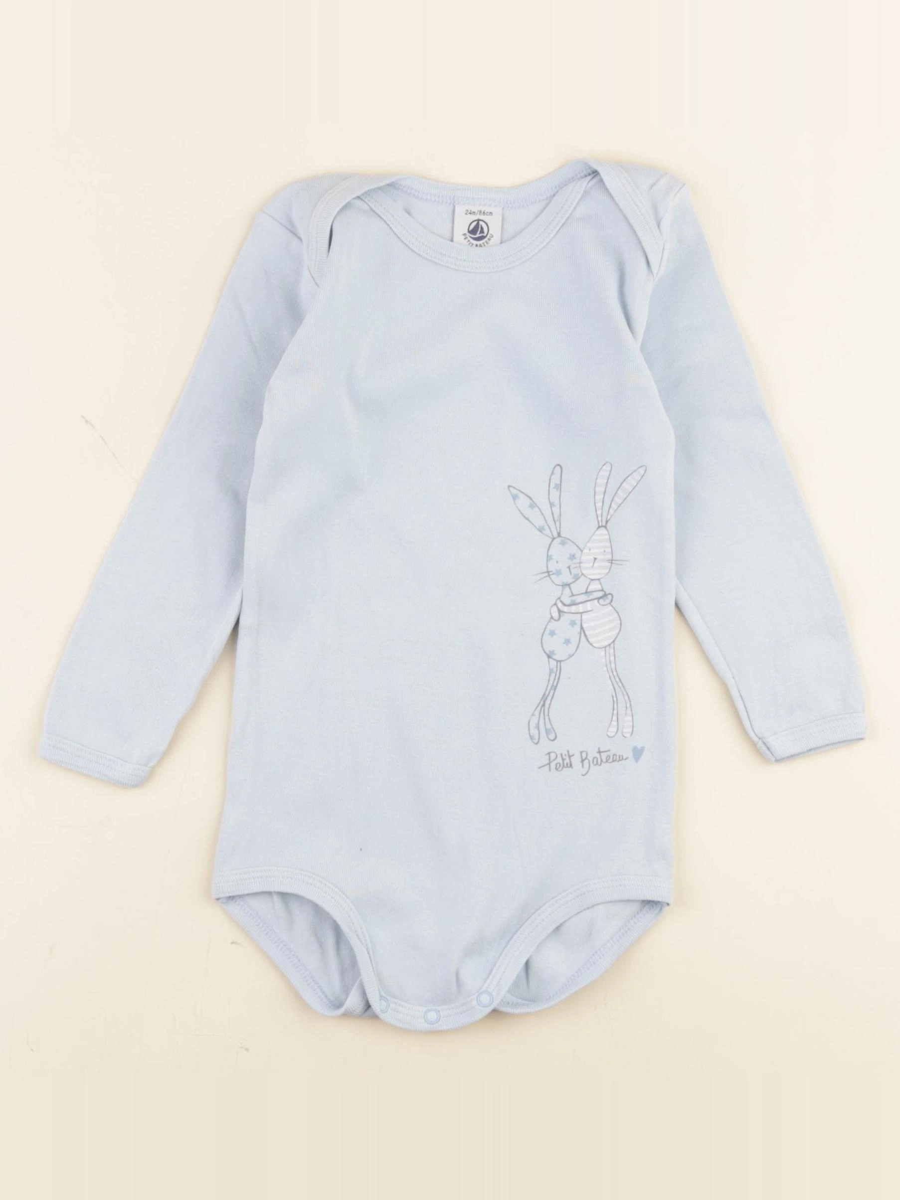 Petit Bateau - body bleu - 24 mois