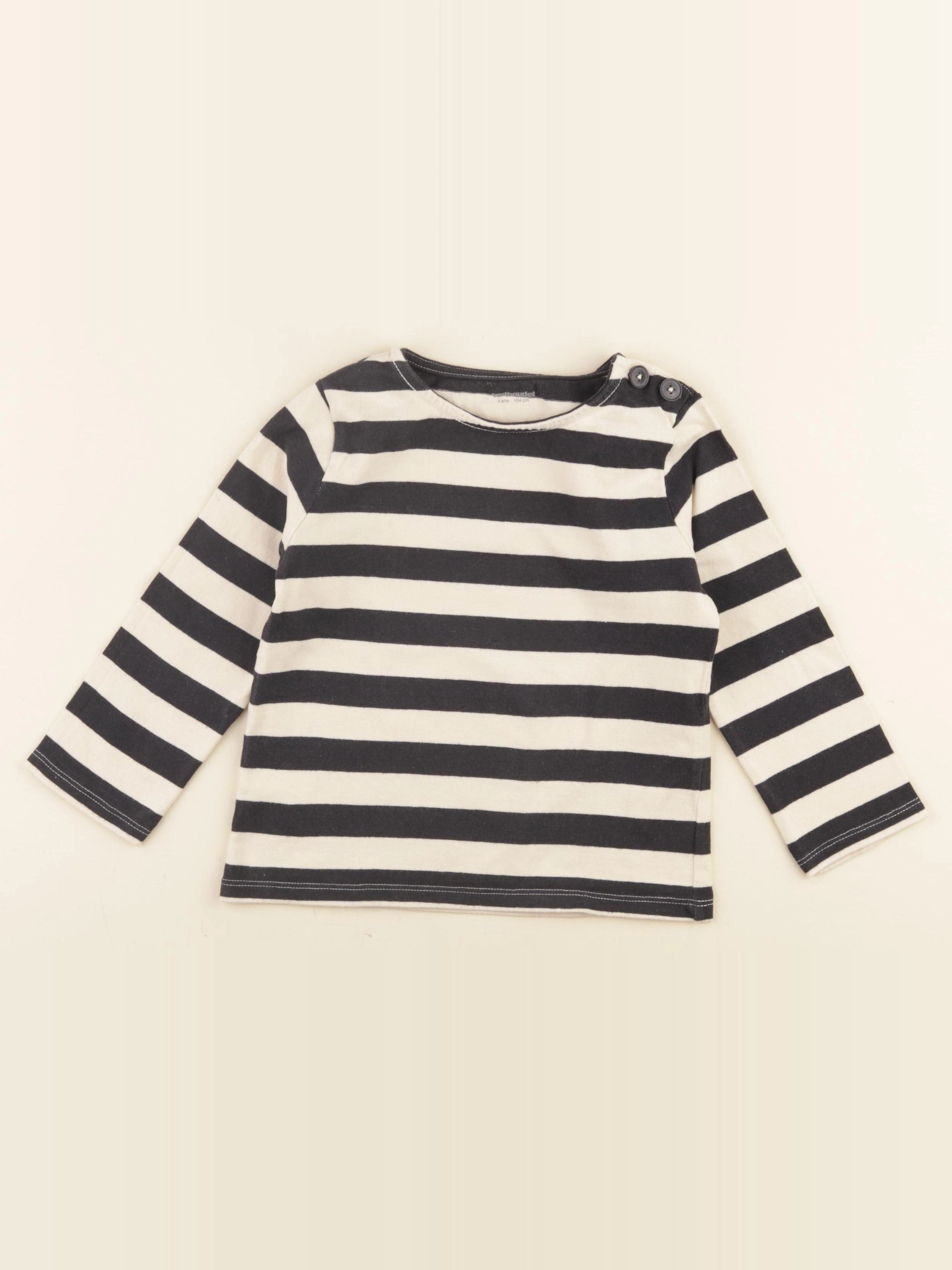 Vertbaudet - tee-shirt beige, noir - 4 ans
