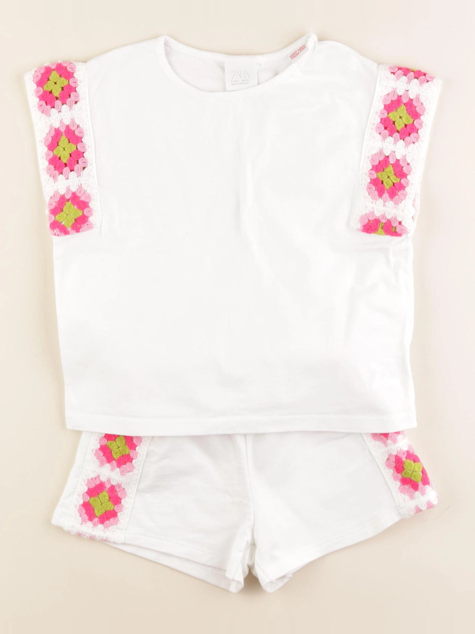 Zara - ensemble blanc, rose - 4 ans