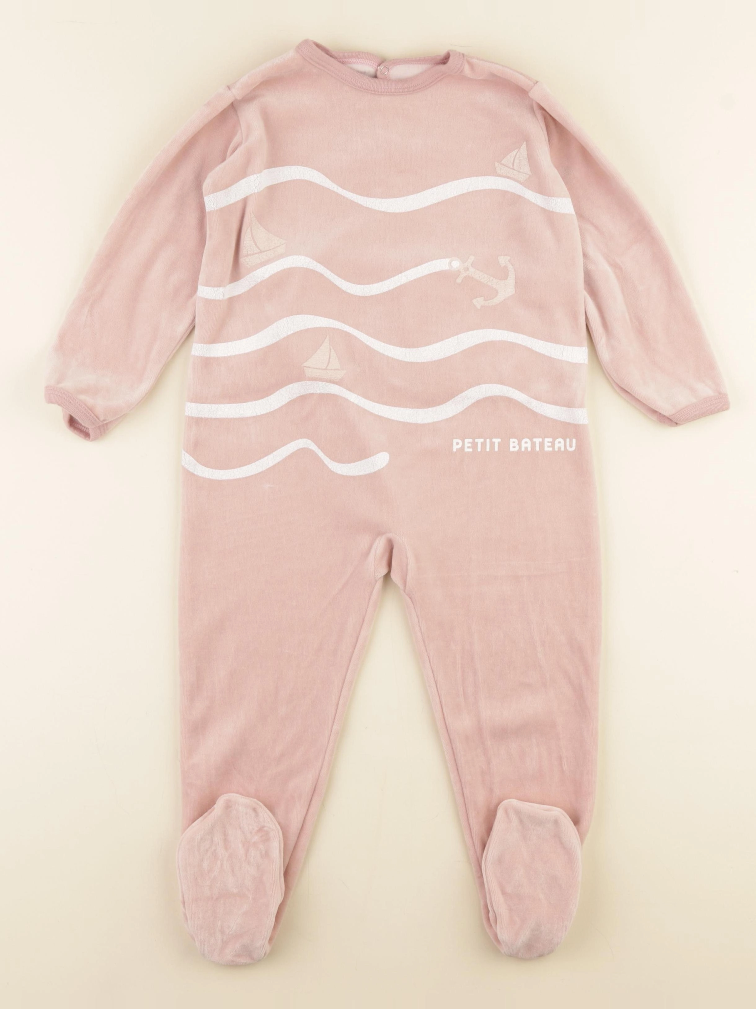 Petit Bateau - pyjama velours rose - 36 mois