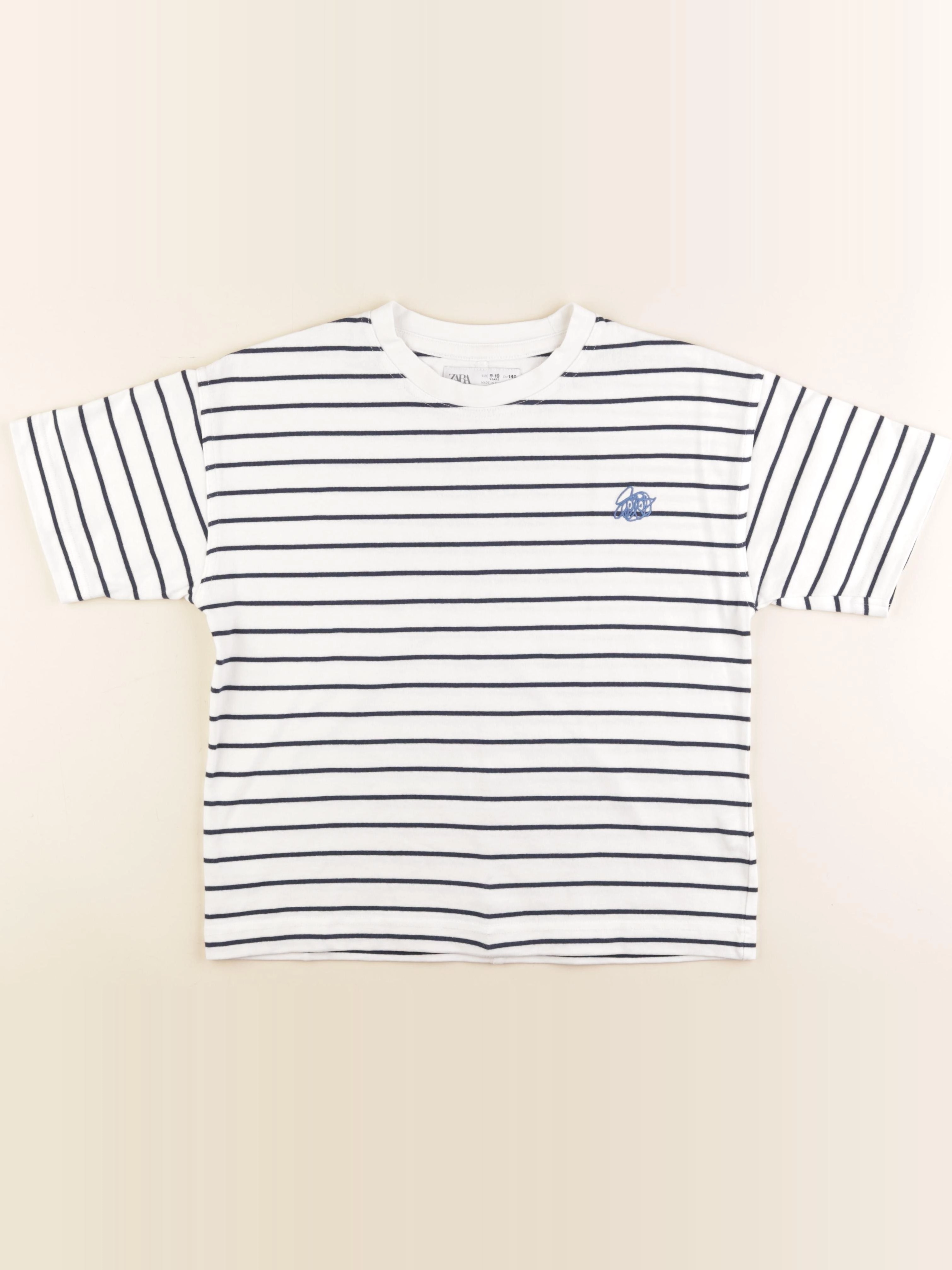 Zara - tee-shirt blanc, bleu - 9/10 ans