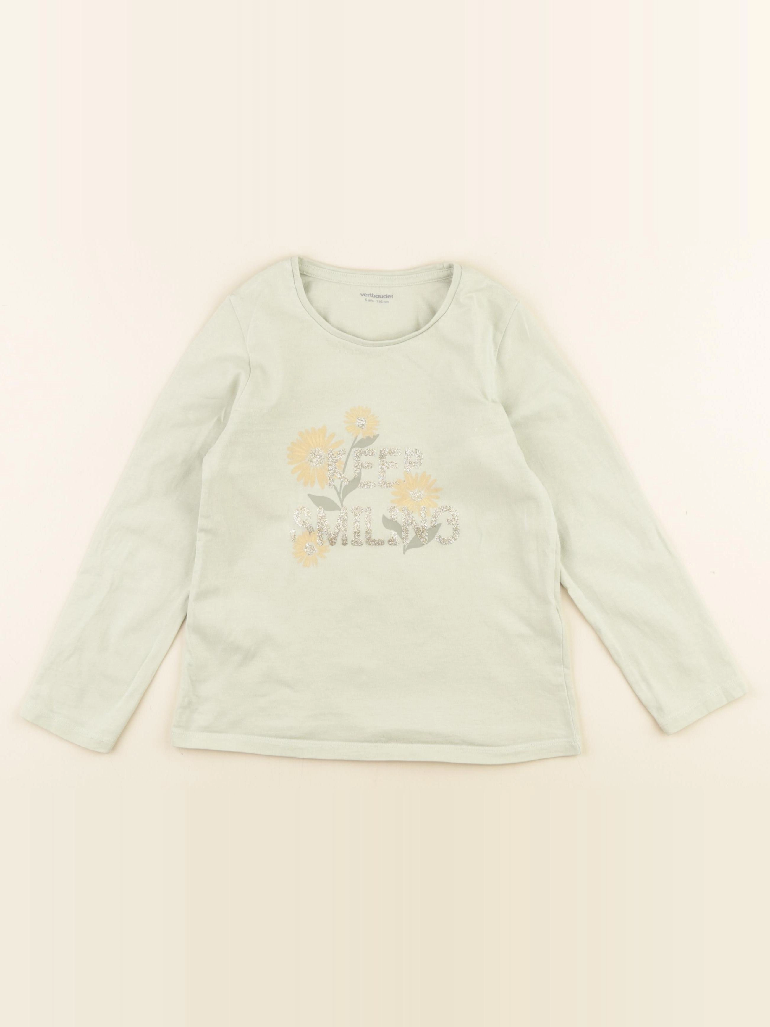 Vertbaudet - tee-shirt or, vert - 6 ans