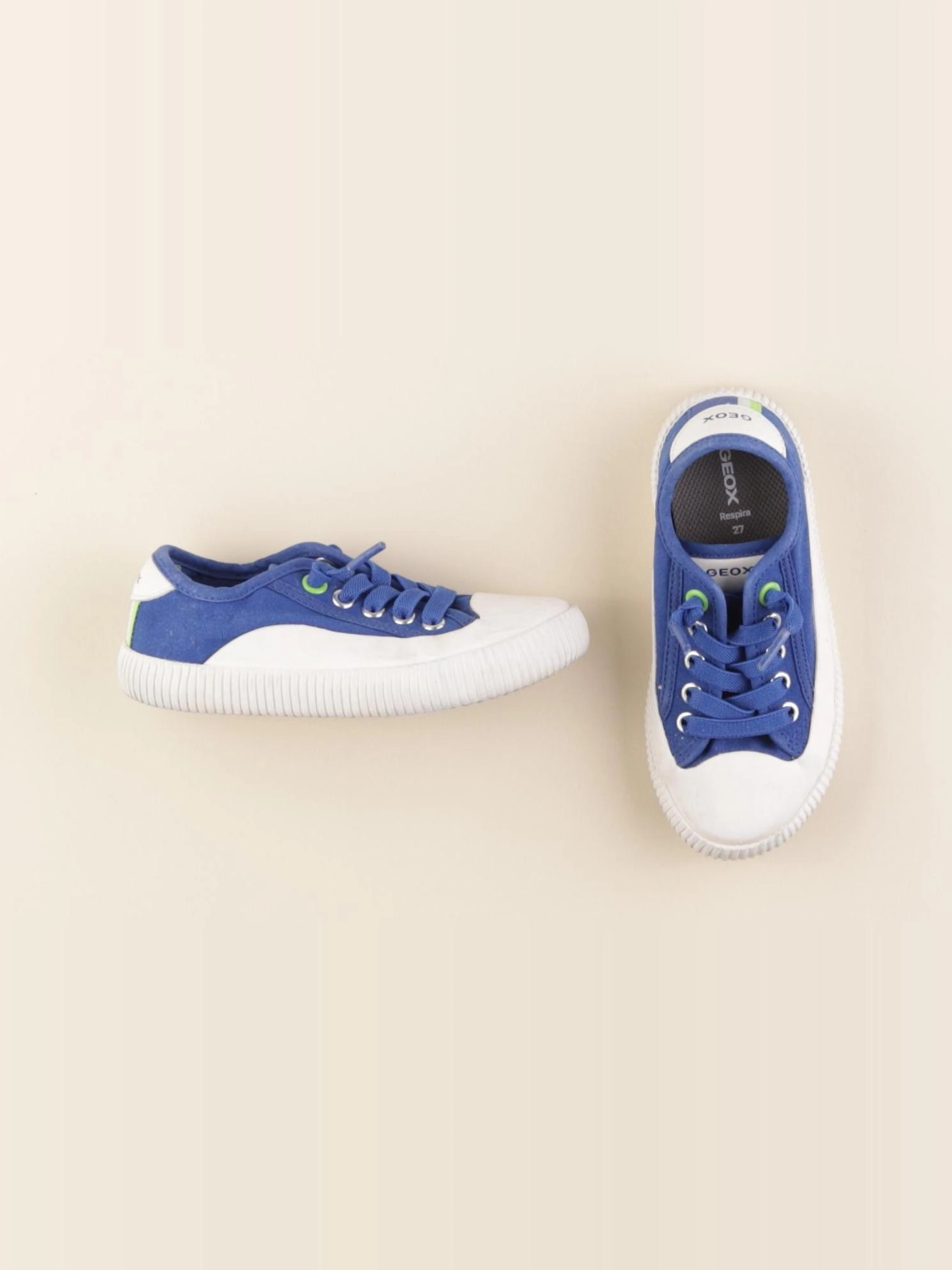 Geox - tennis à scratch/ lacets bleu, blanc - pointure 27