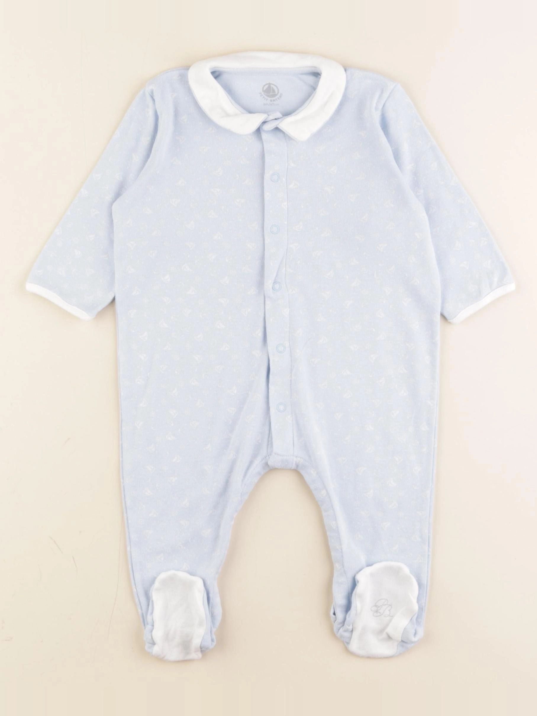 Petit Bateau - pyjama coton bleu - 6 mois