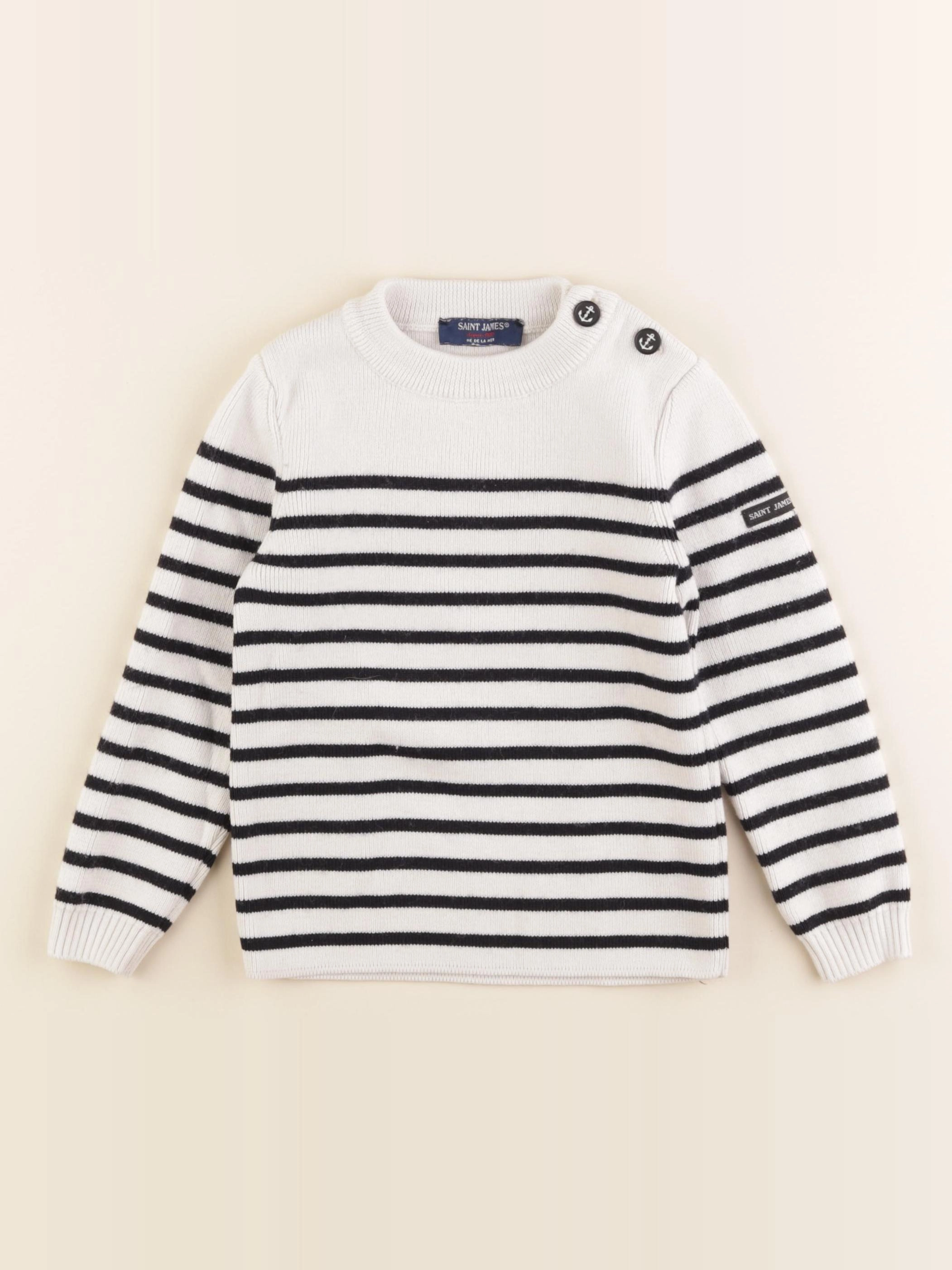 Saint James - pull blanc, noir - 6 ans