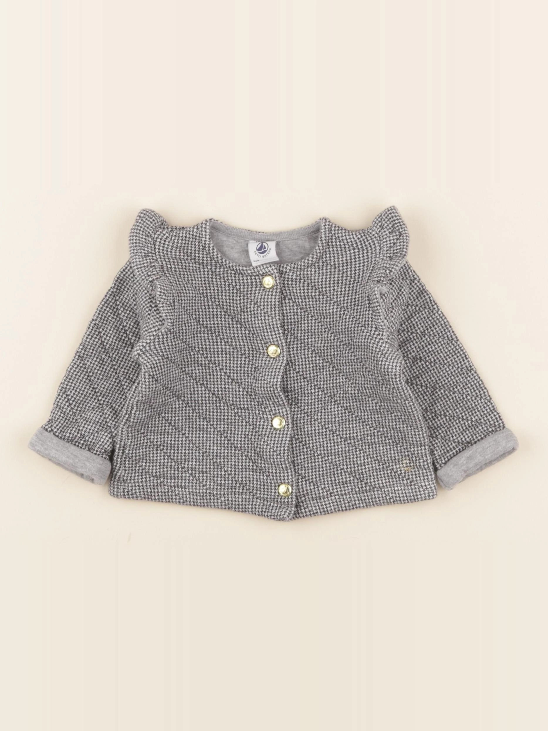 Petit Bateau - sweat gris, noir - 6 mois