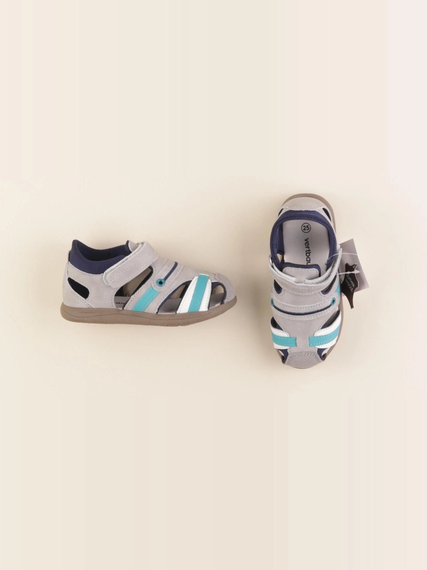 Vertbaudet - sandales bleu, gris - pointure 25