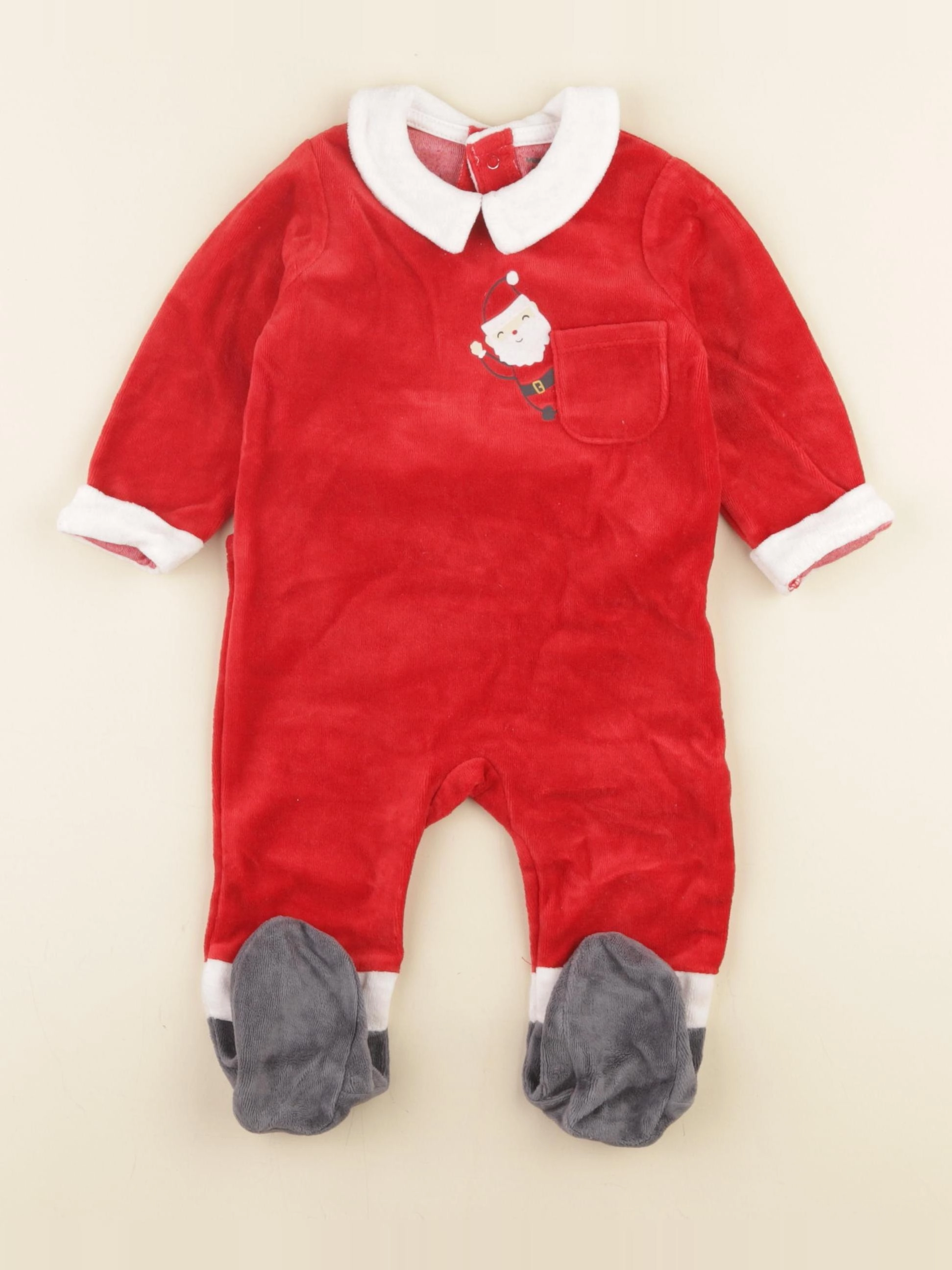 Vertbaudet - pyjama velours rouge - 9 mois