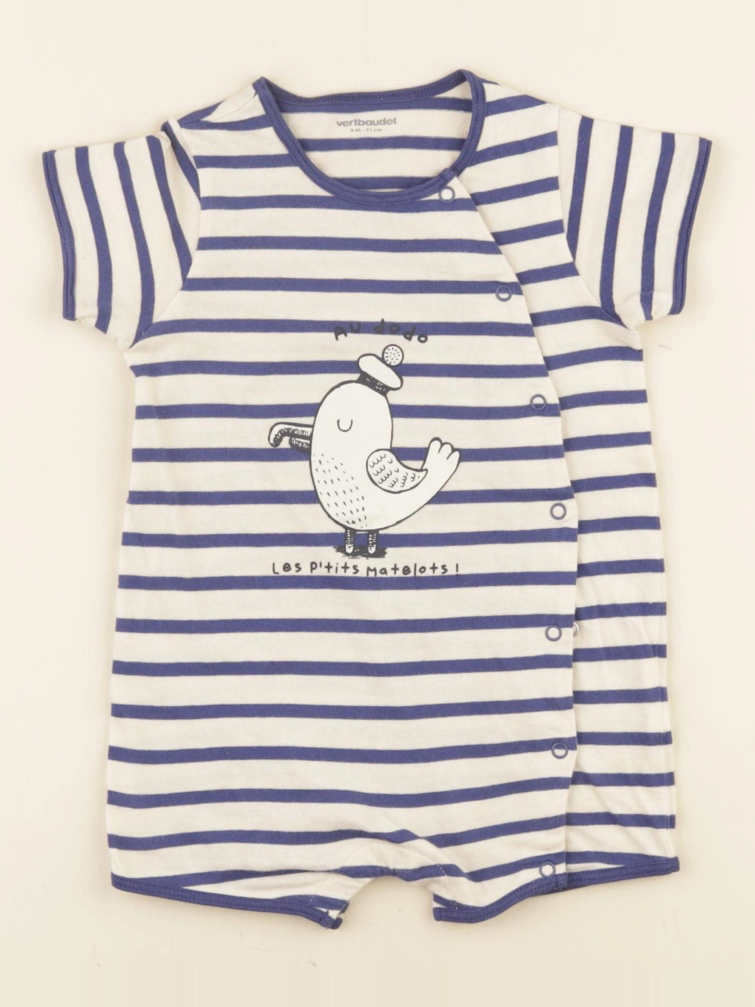 Vertbaudet - pyjama coton blanc, bleu - 9 mois
