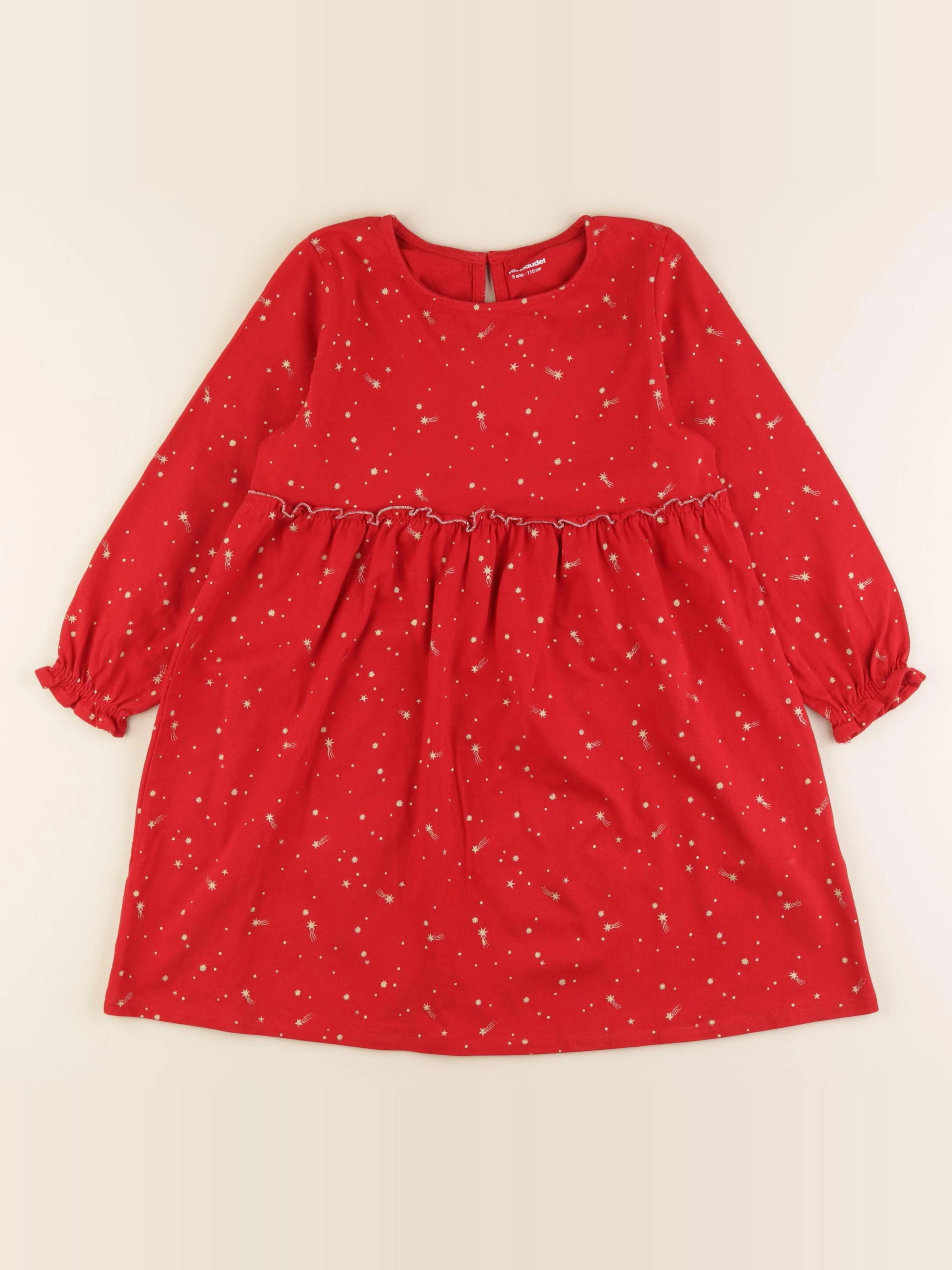 Vertbaudet - robe rouge, or - 5 ans