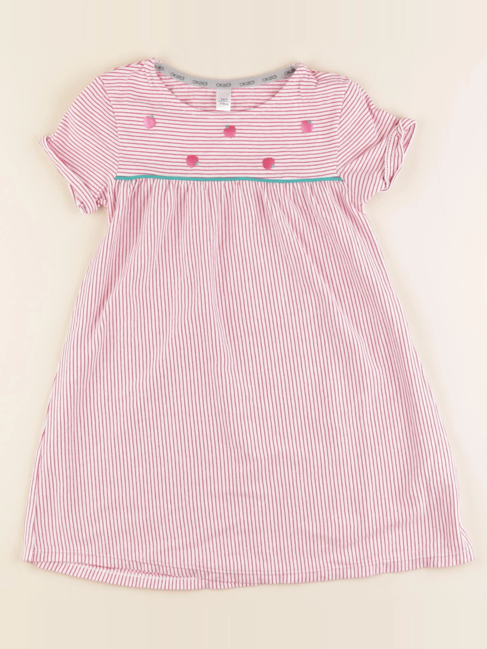 Okaidi - robe blanc, rose - 5 ans