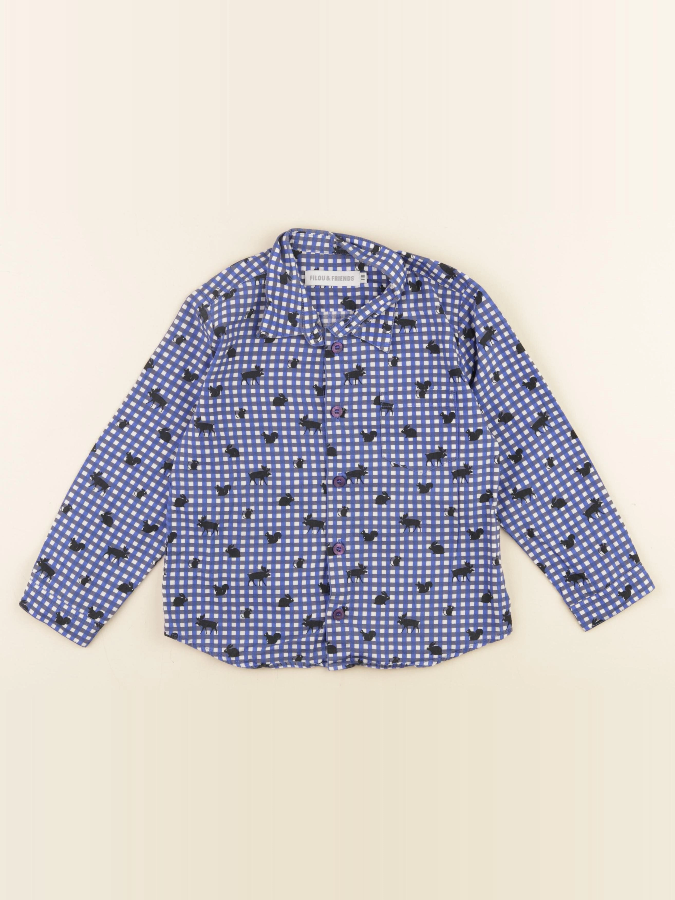 Filou & Friends - chemise bleu, blanc - 5 ans