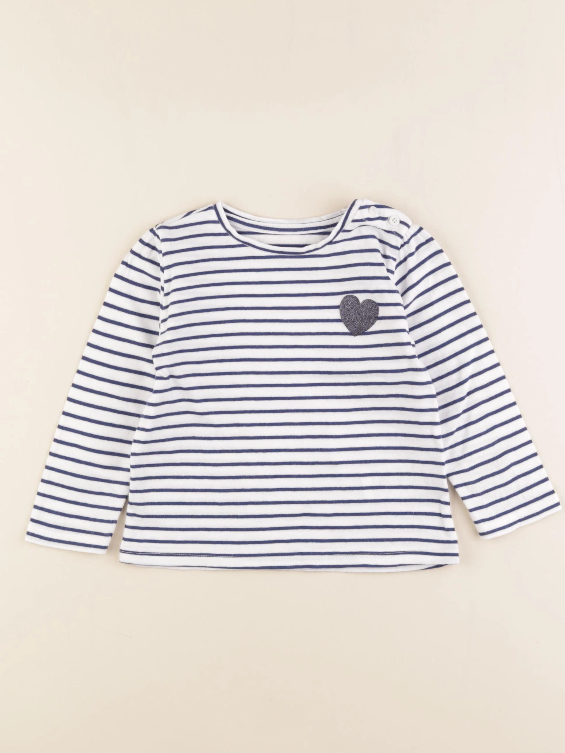 Vertbaudet - tee-shirt blanc, bleu - 18 mois