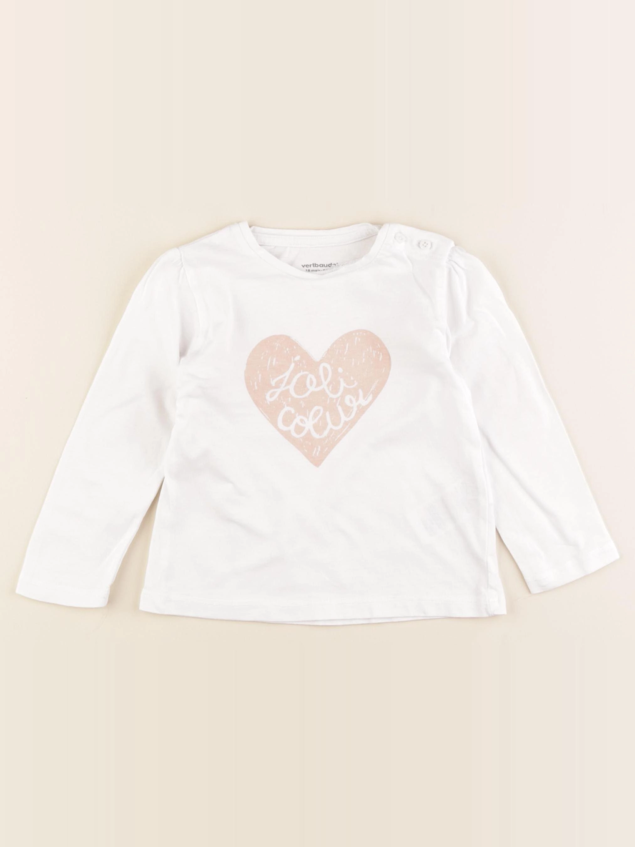 Vertbaudet - tee-shirt blanc - 18 mois