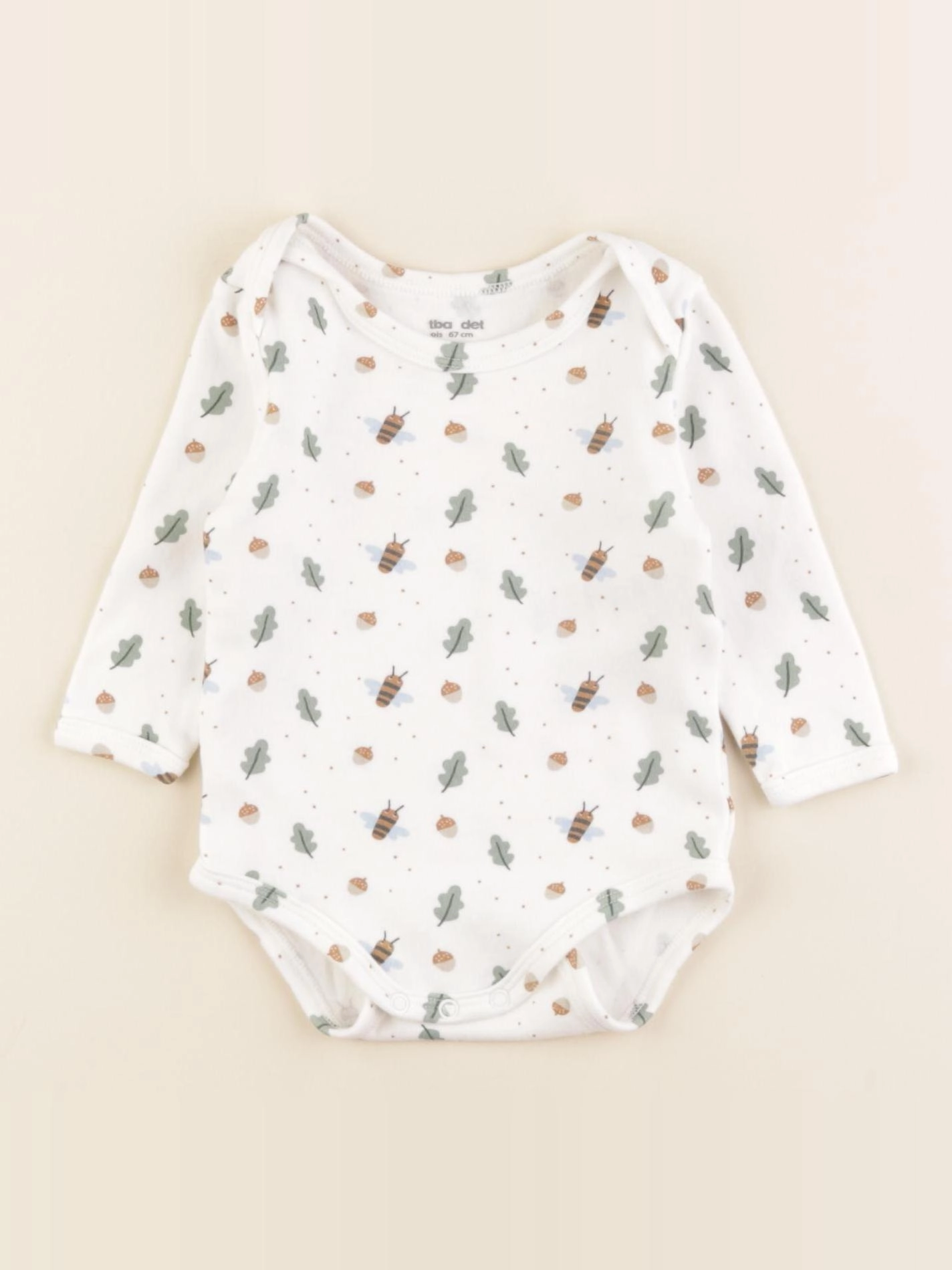 Vertbaudet - body blanc, vert - 6 mois