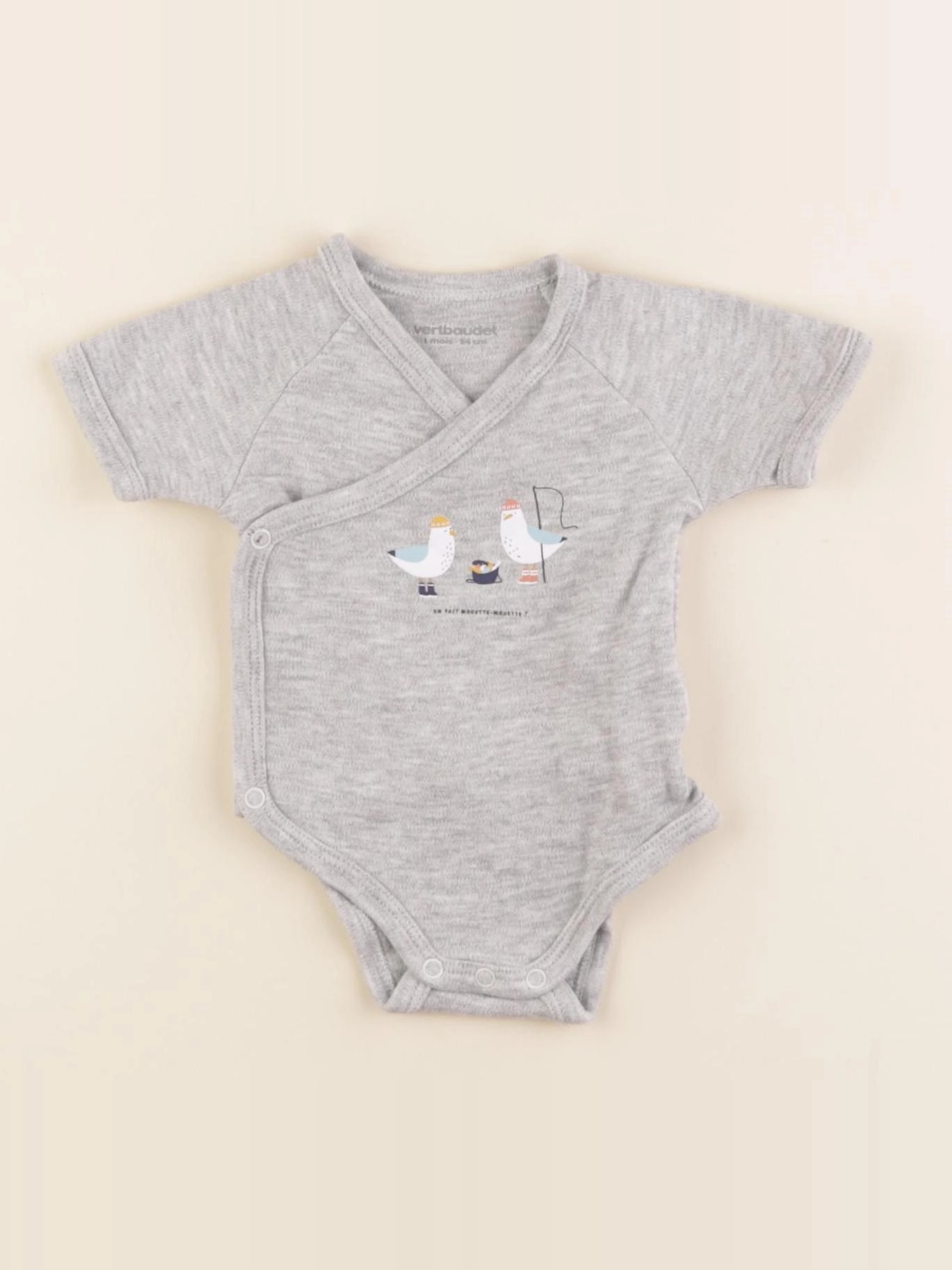 Vertbaudet - body gris - 1 mois