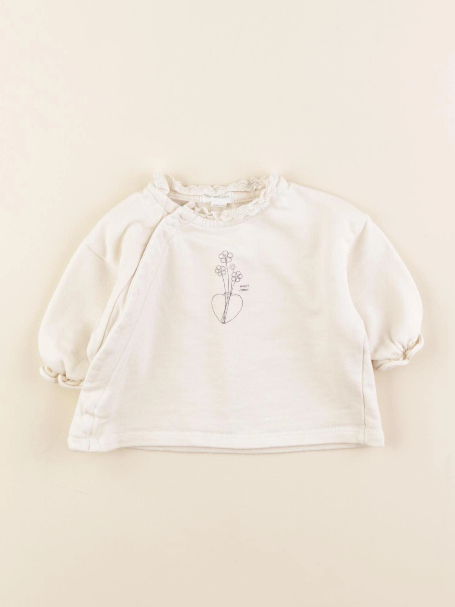 Vertbaudet - sweat blanc - 1 mois