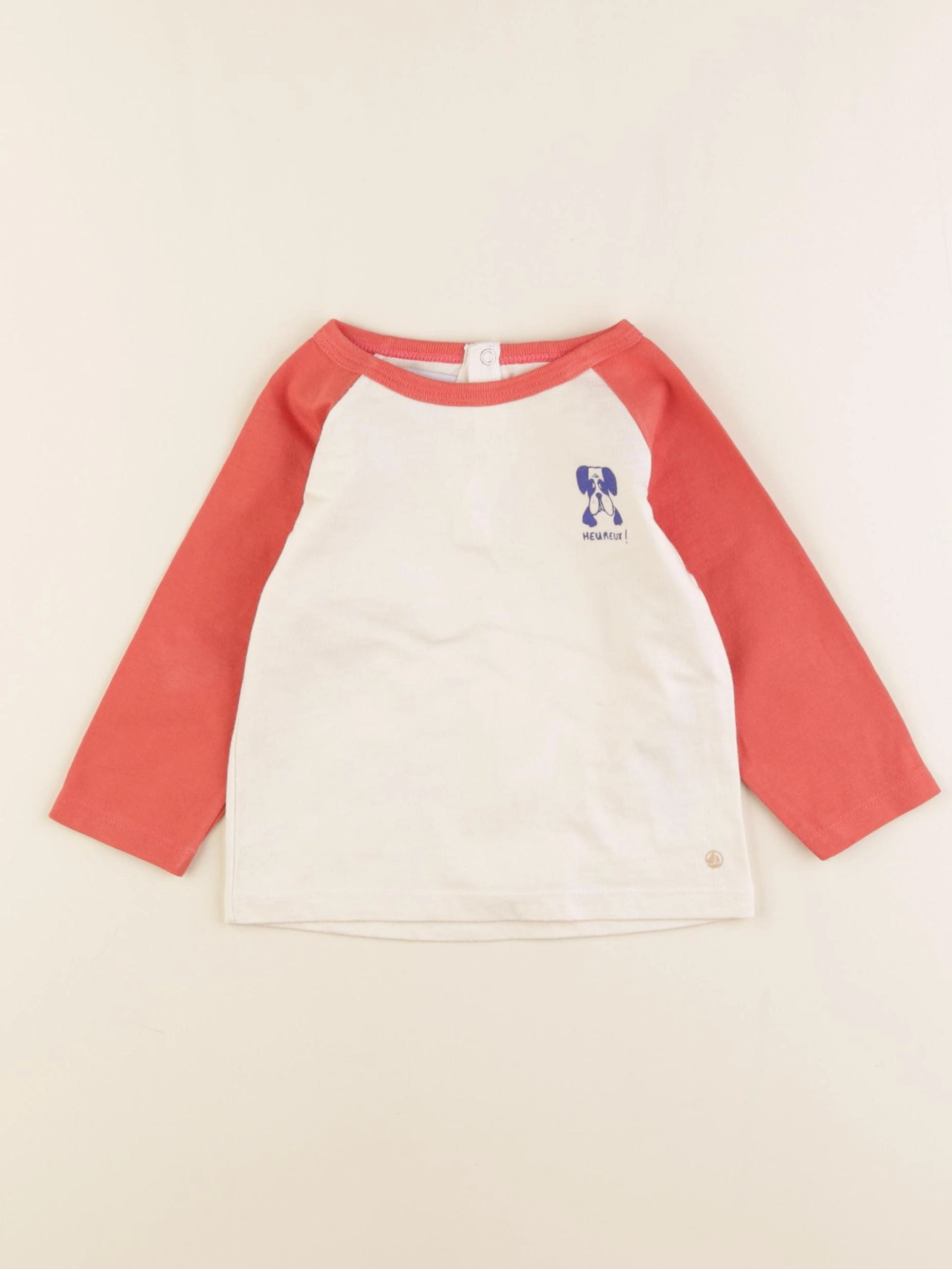 Petit Bateau - tee-shirt blanc, orange - 12 mois