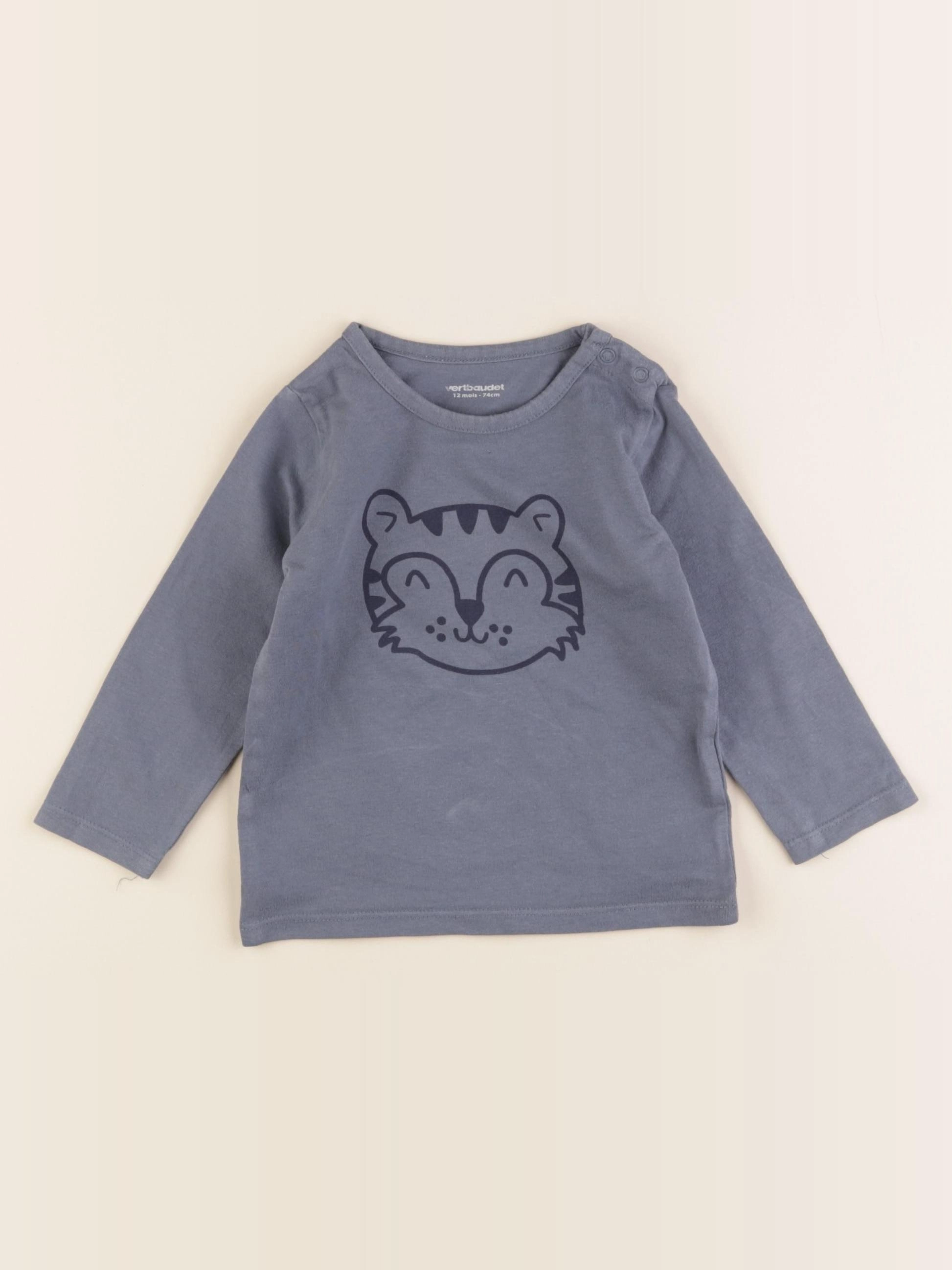 Vertbaudet - tee-shirt bleu - 12 mois