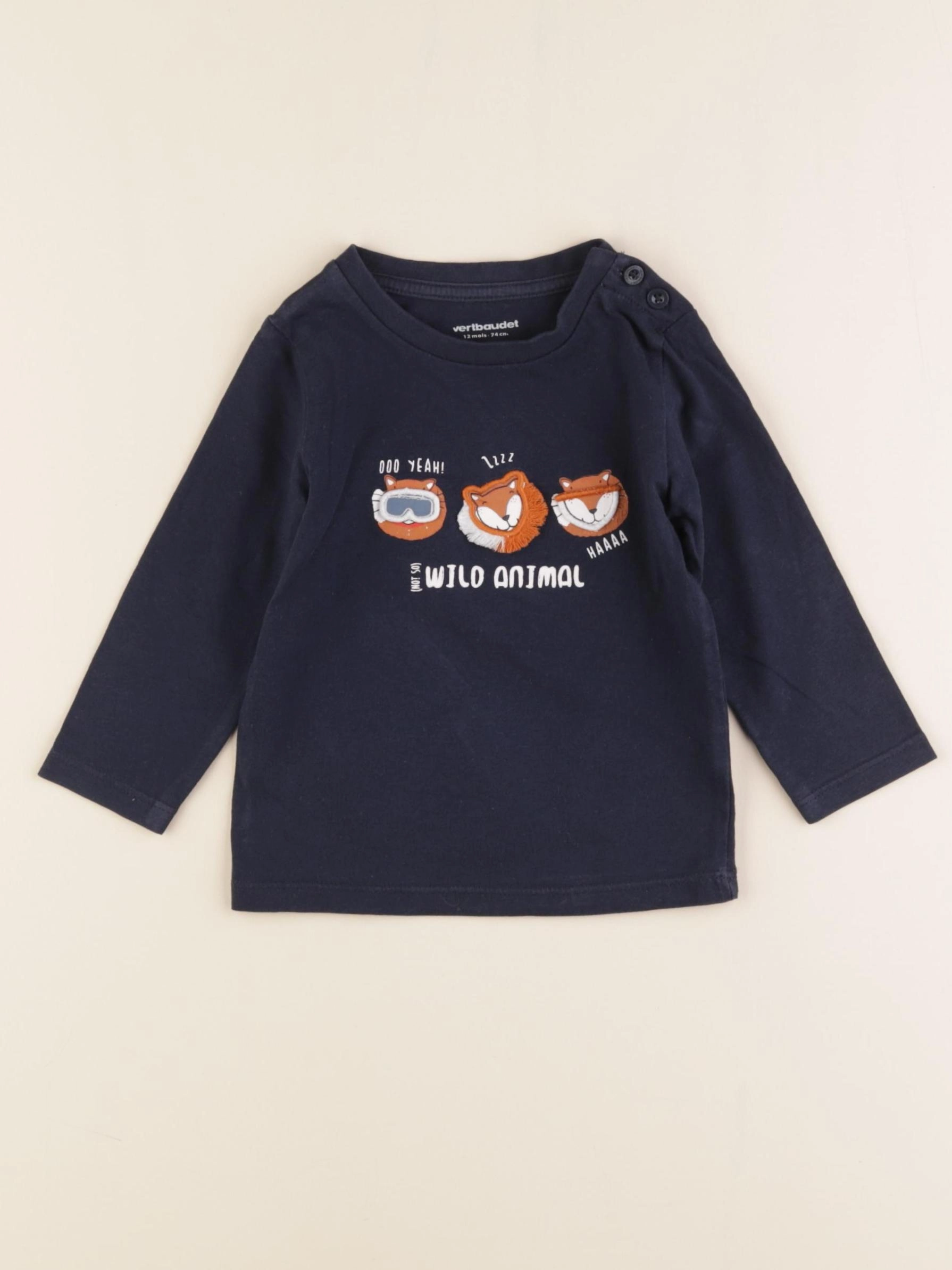 Vertbaudet - tee-shirt bleu - 12 mois