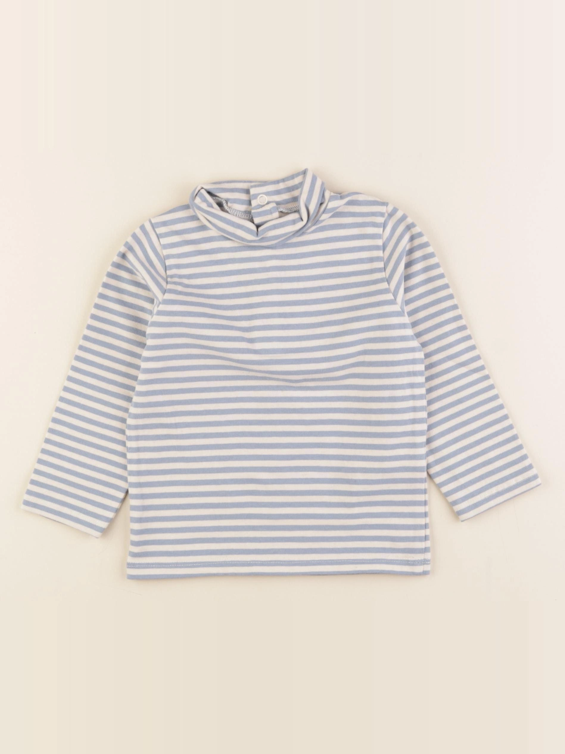 Vertbaudet - sous-pull blanc, bleu - 18 mois