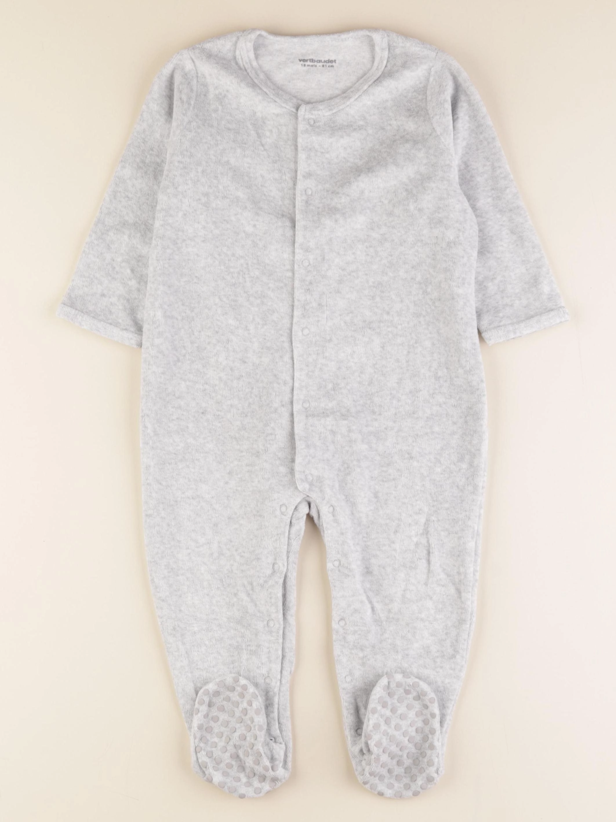 Vertbaudet - pyjama velours gris - 18 mois