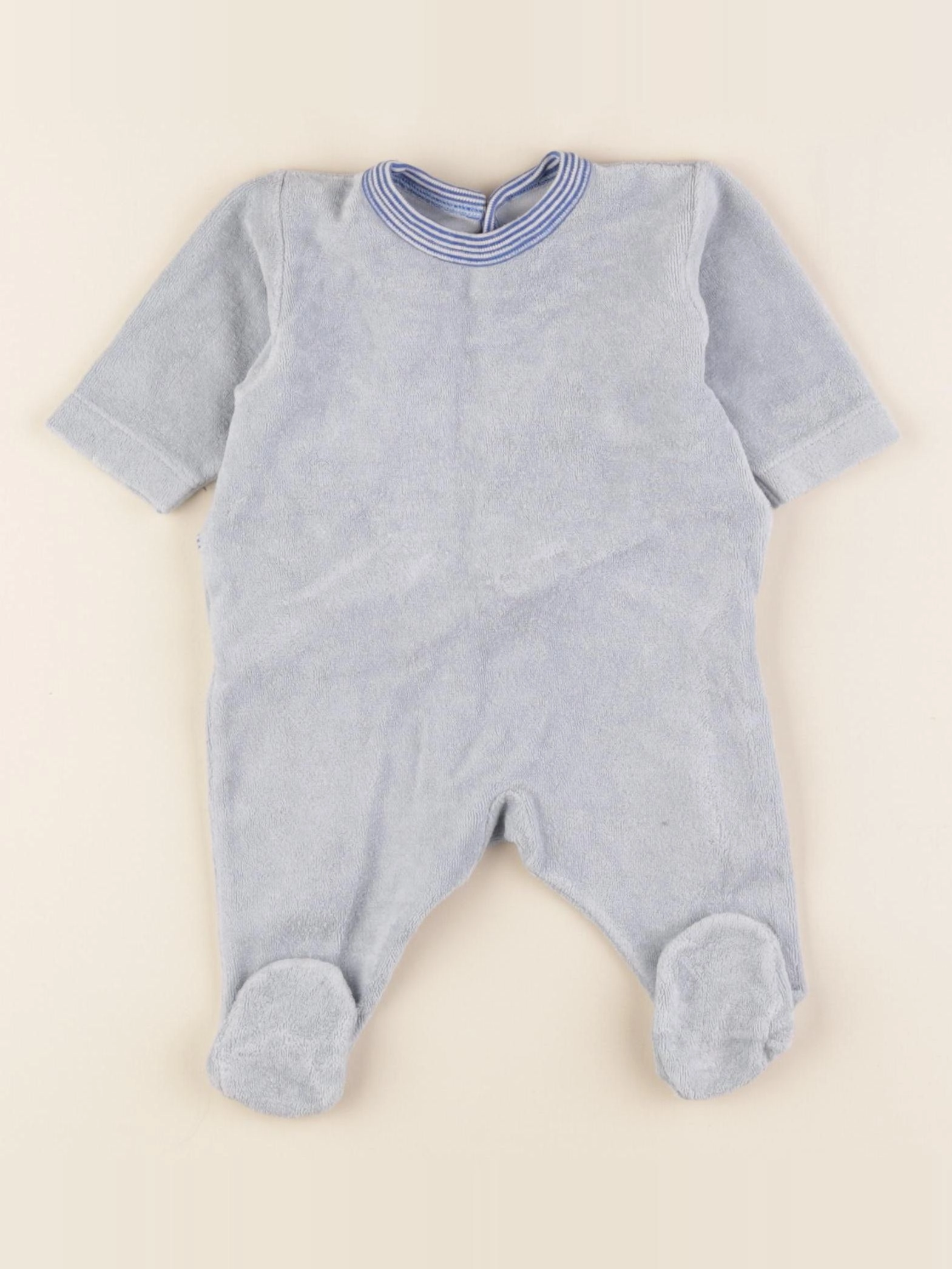 Petit Bateau - pyjama velours bleu - 1 mois