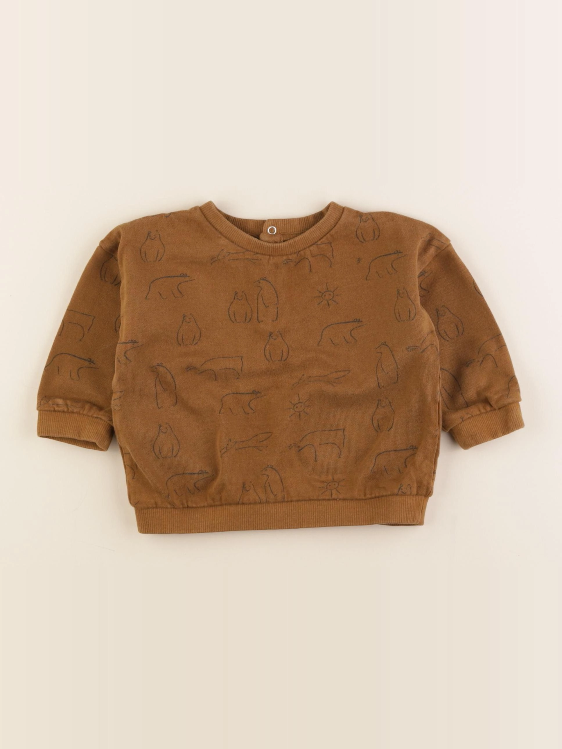 Vertbaudet - sweat marron - 12 mois