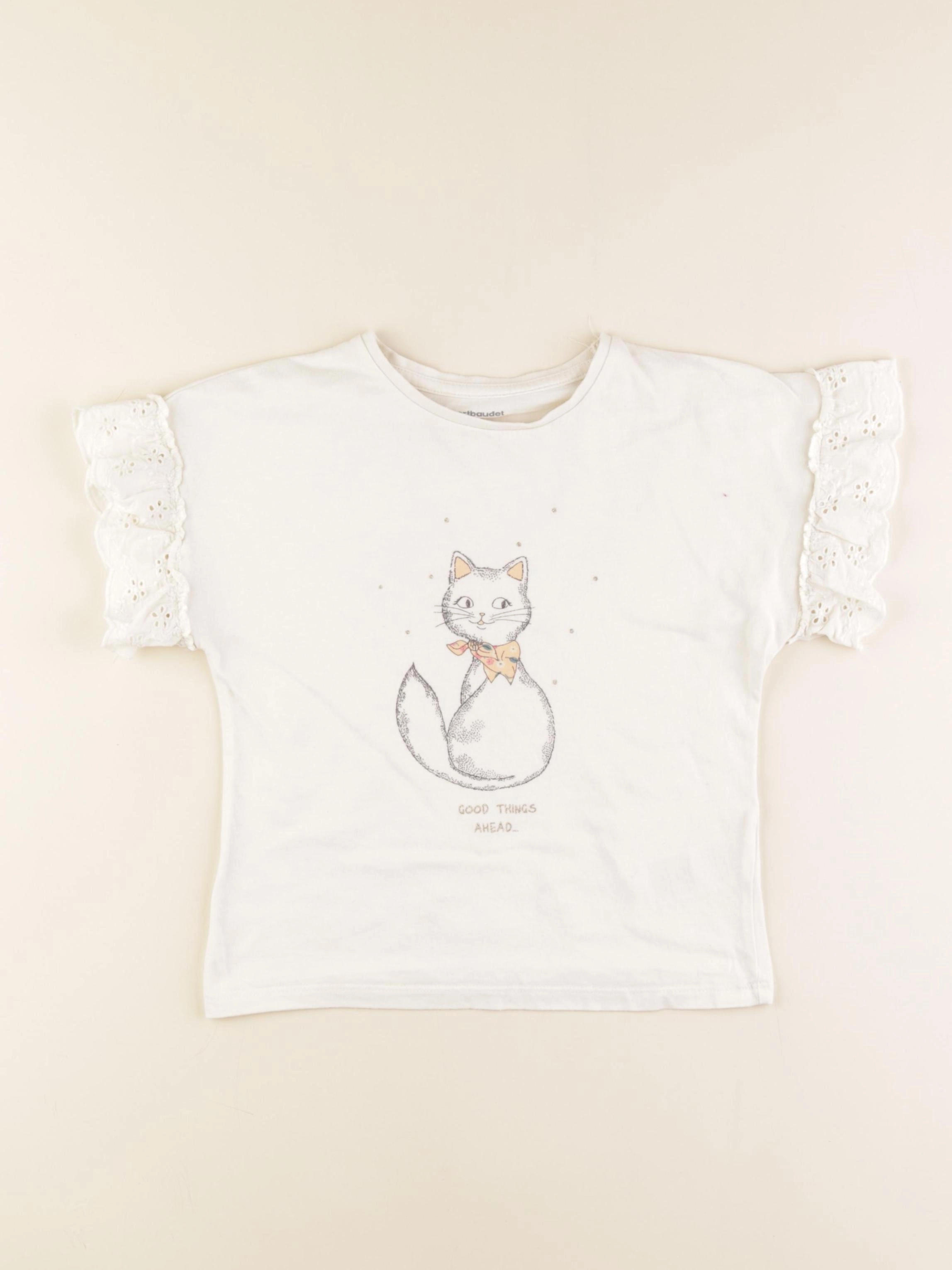 Vertbaudet - tee-shirt beige - 6 ans