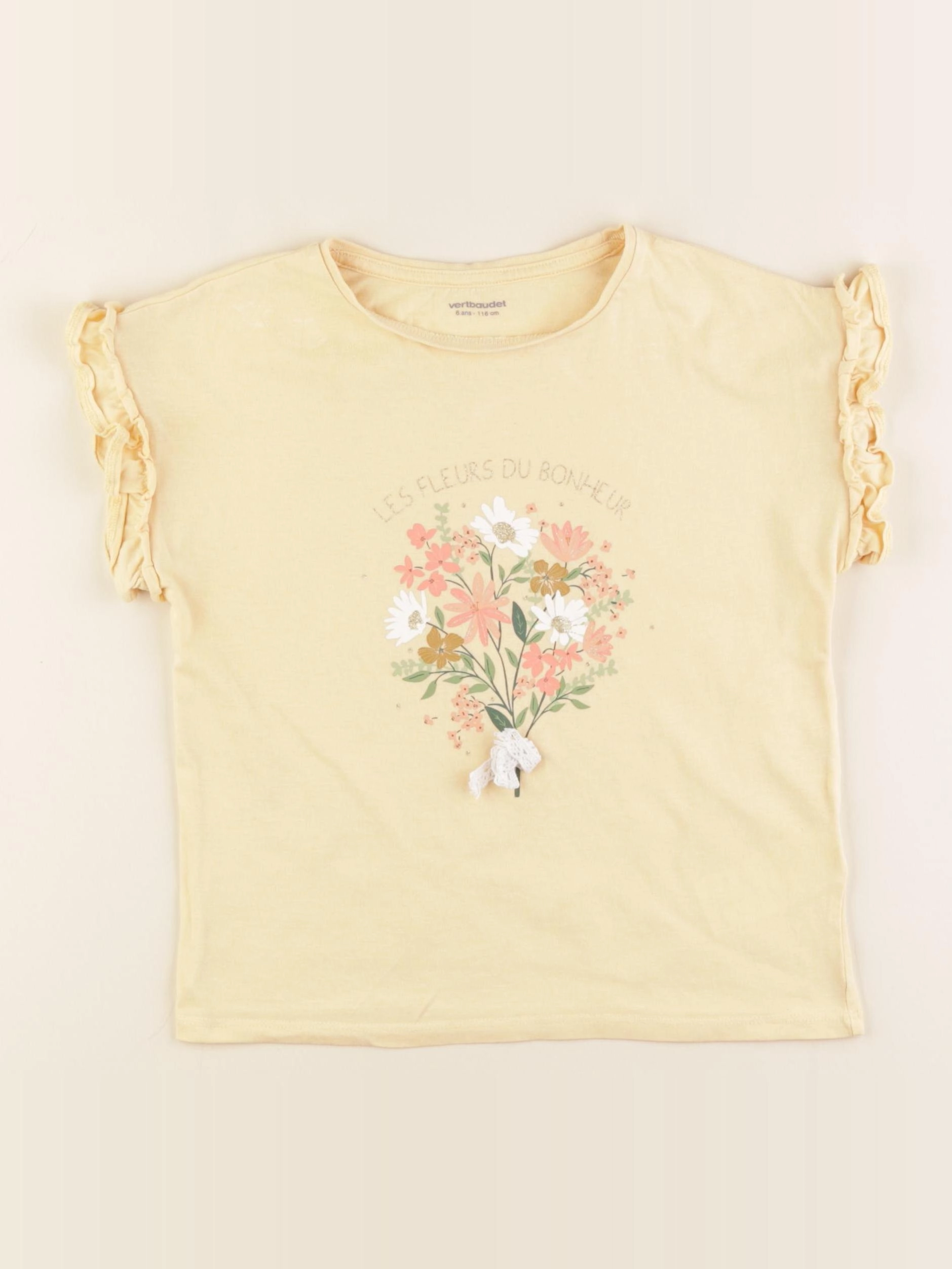 Vertbaudet - tee-shirt jaune - 6 ans