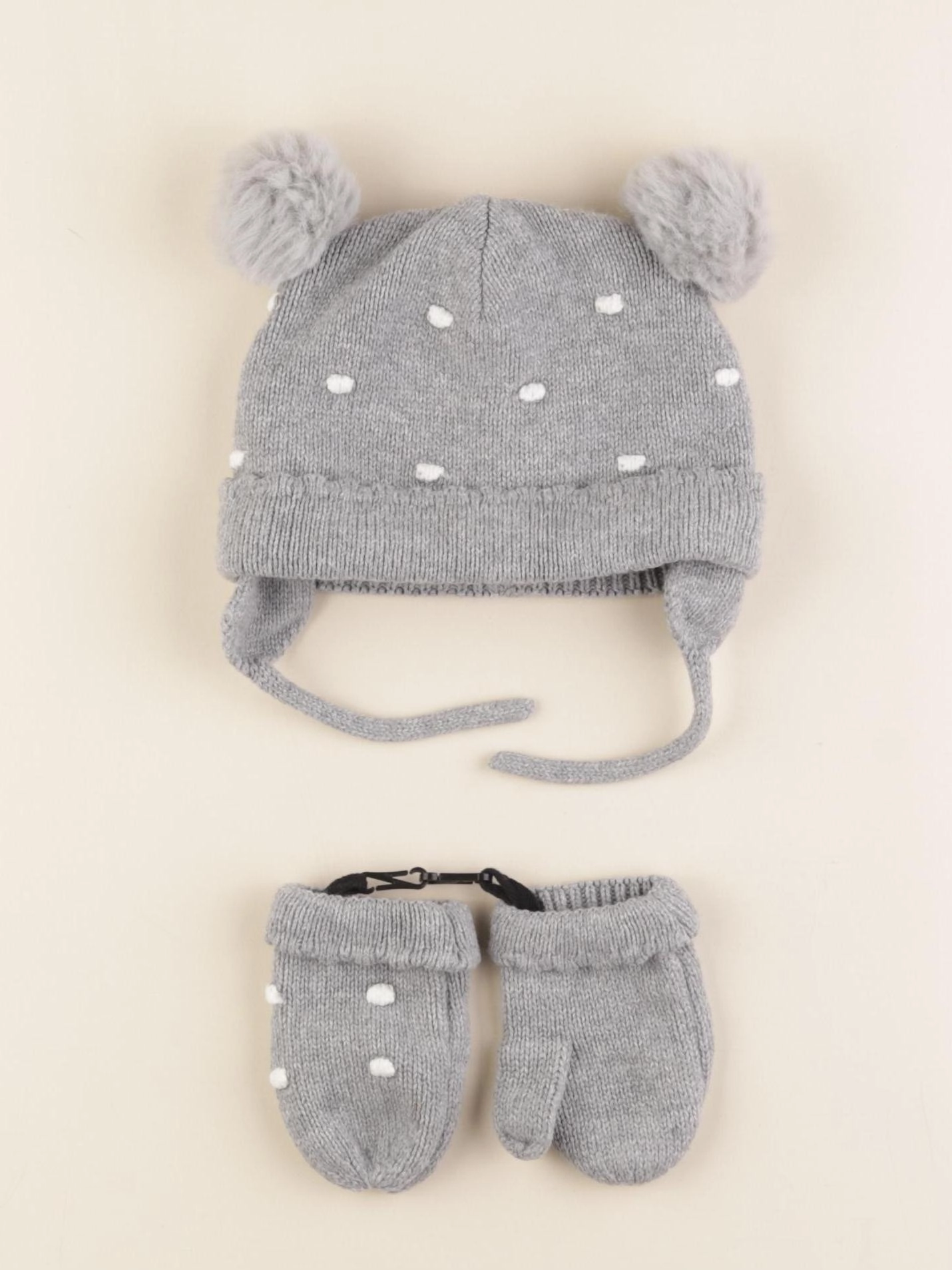 Vertbaudet - ensemble bonnet/moufles gris - 24/36 mois