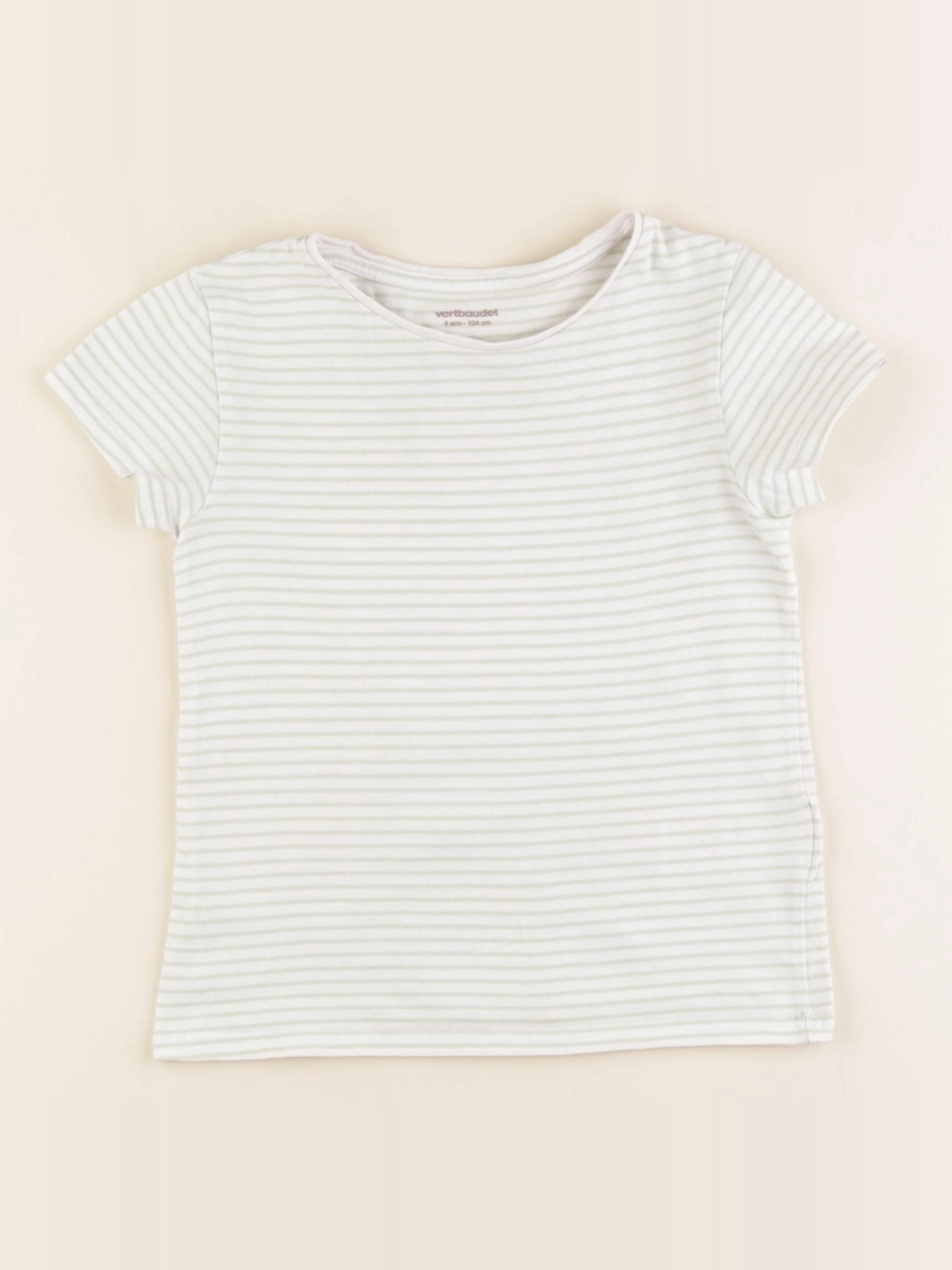 Vertbaudet - tee-shirt blanc, vert - 4 ans