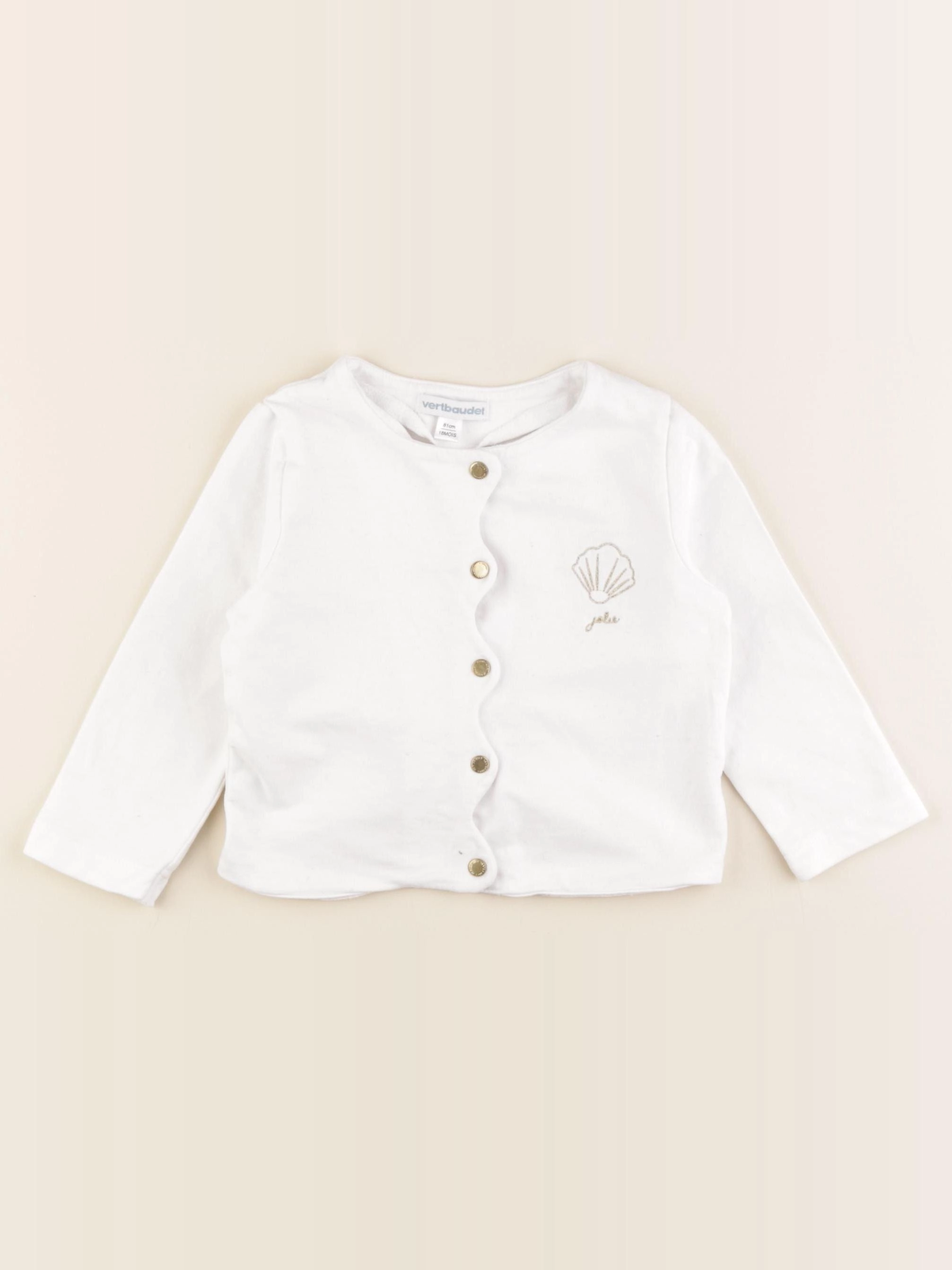 Vertbaudet - sweat blanc, or - 18 mois