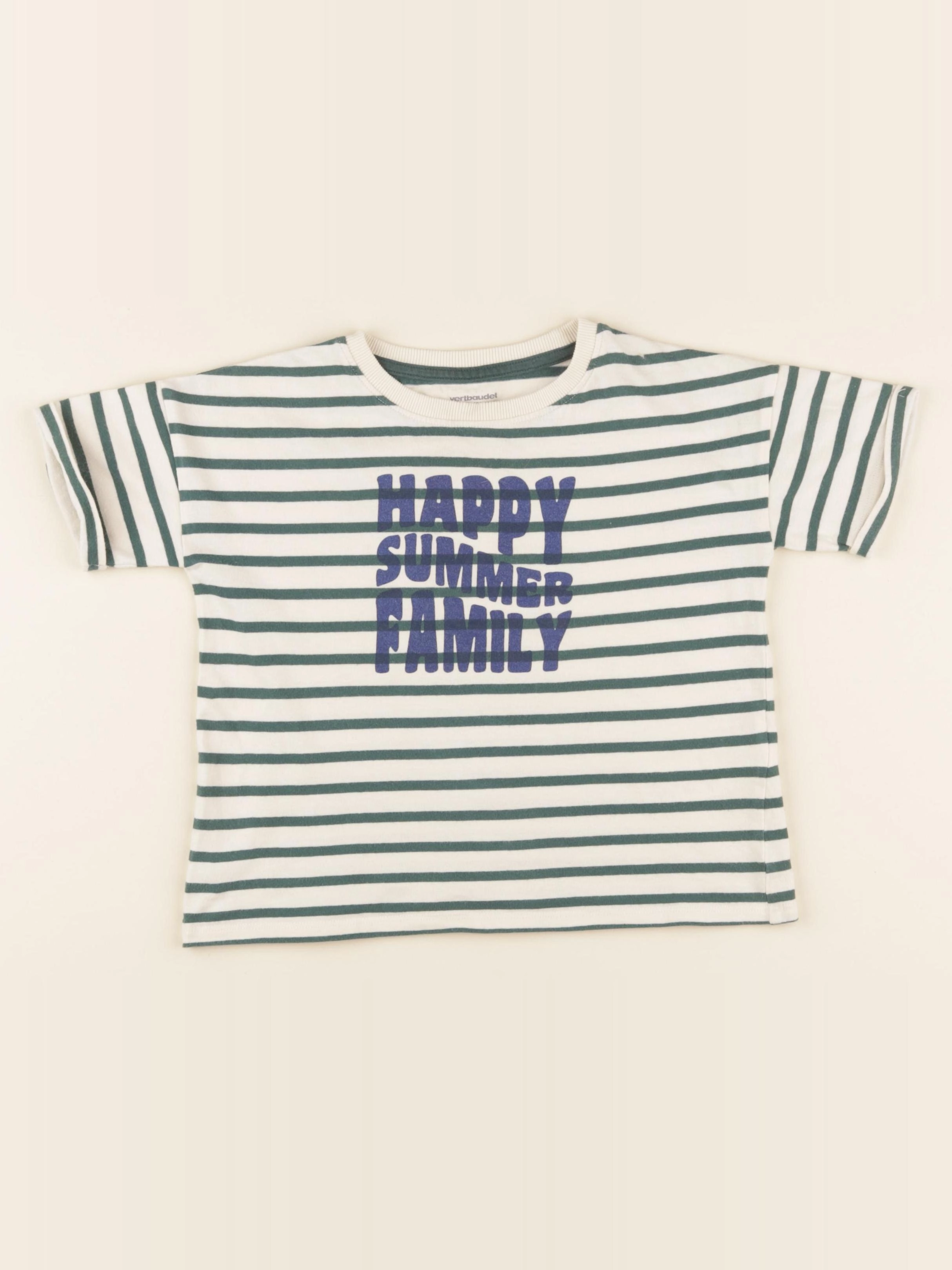 Vertbaudet - tee-shirt beige, vert - 4 ans