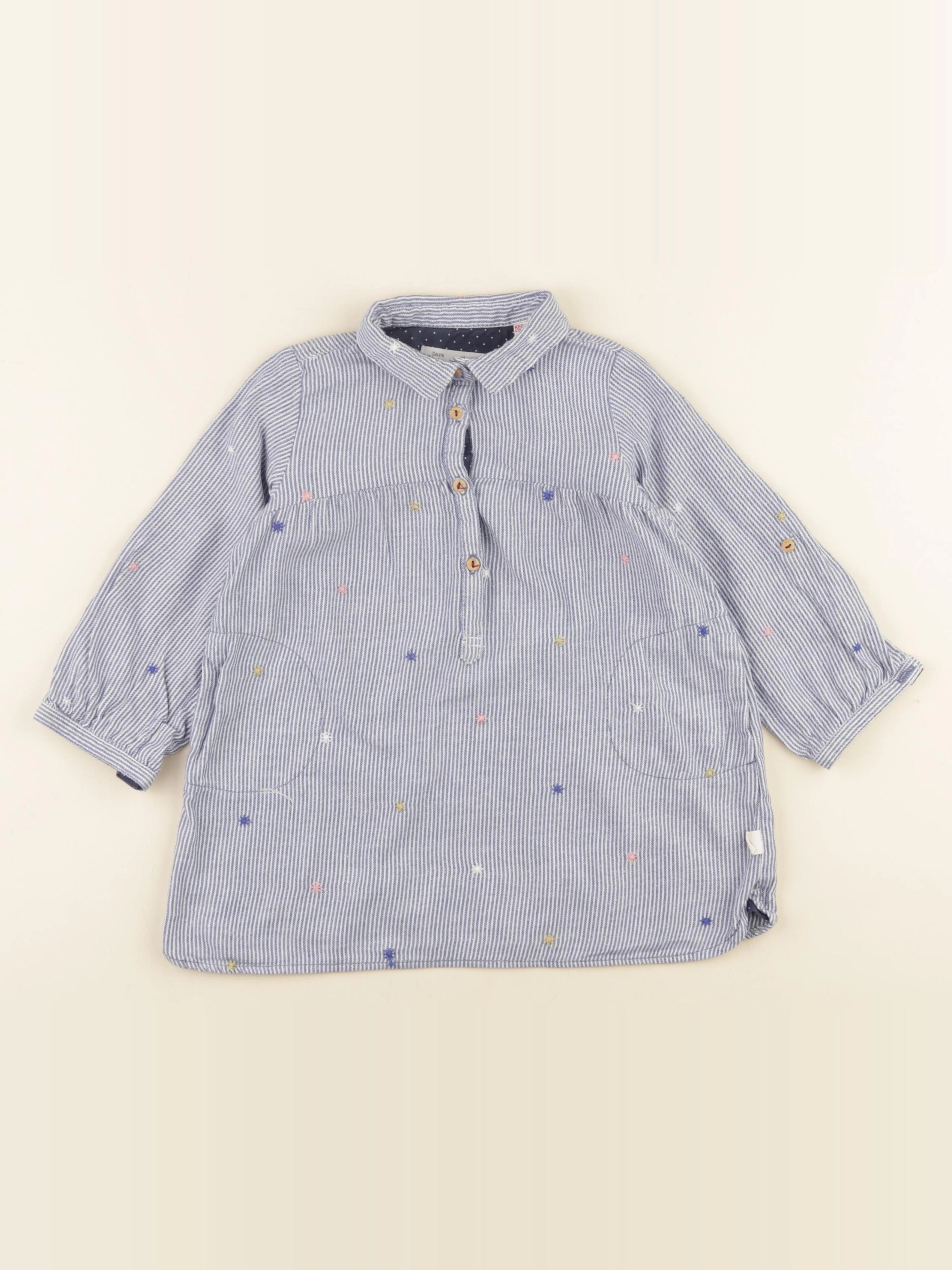 Zara - robe blanc, bleu - 2/3 ans