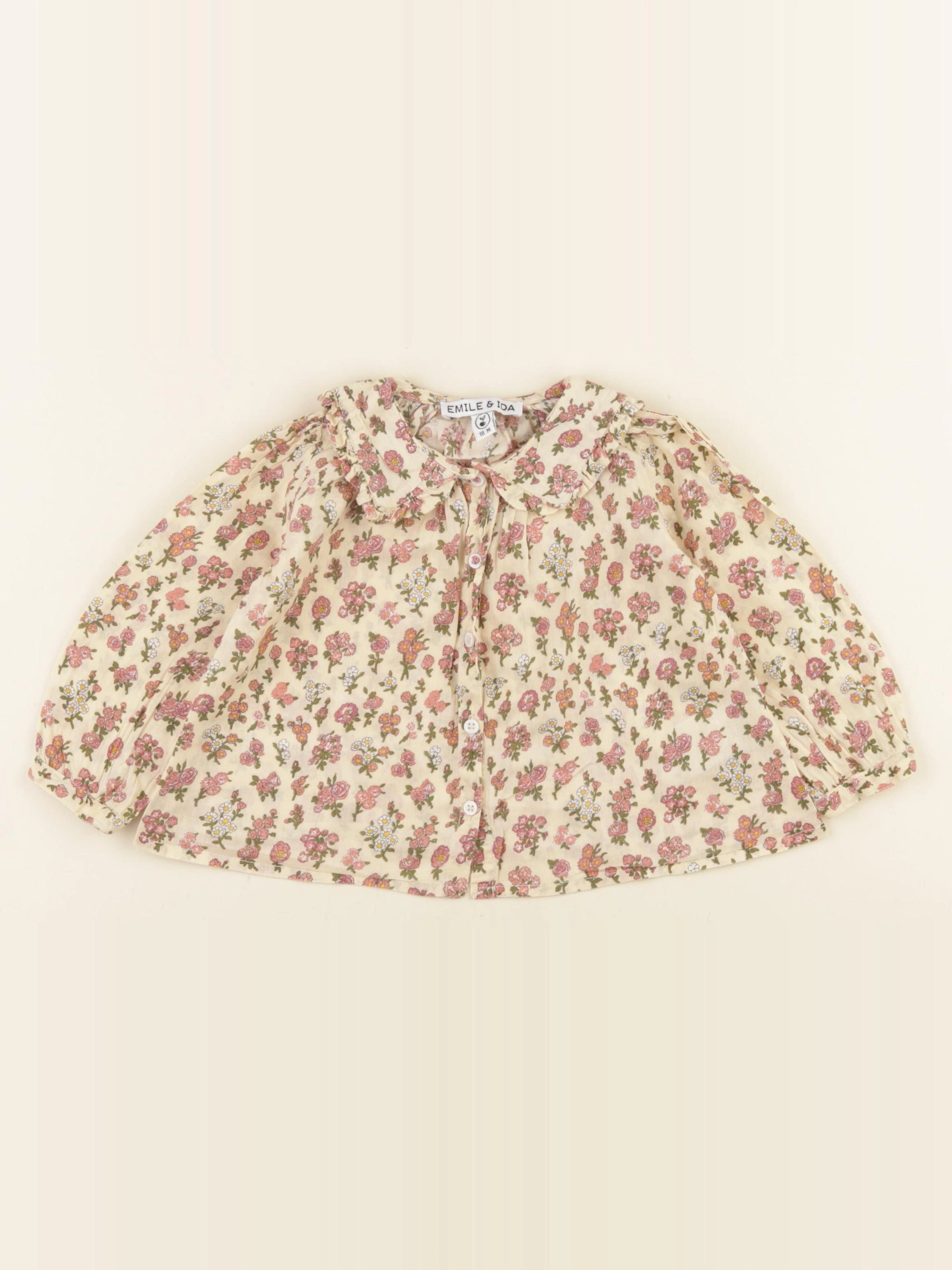 Emile et Ida - blouse beige, rose - 18 mois