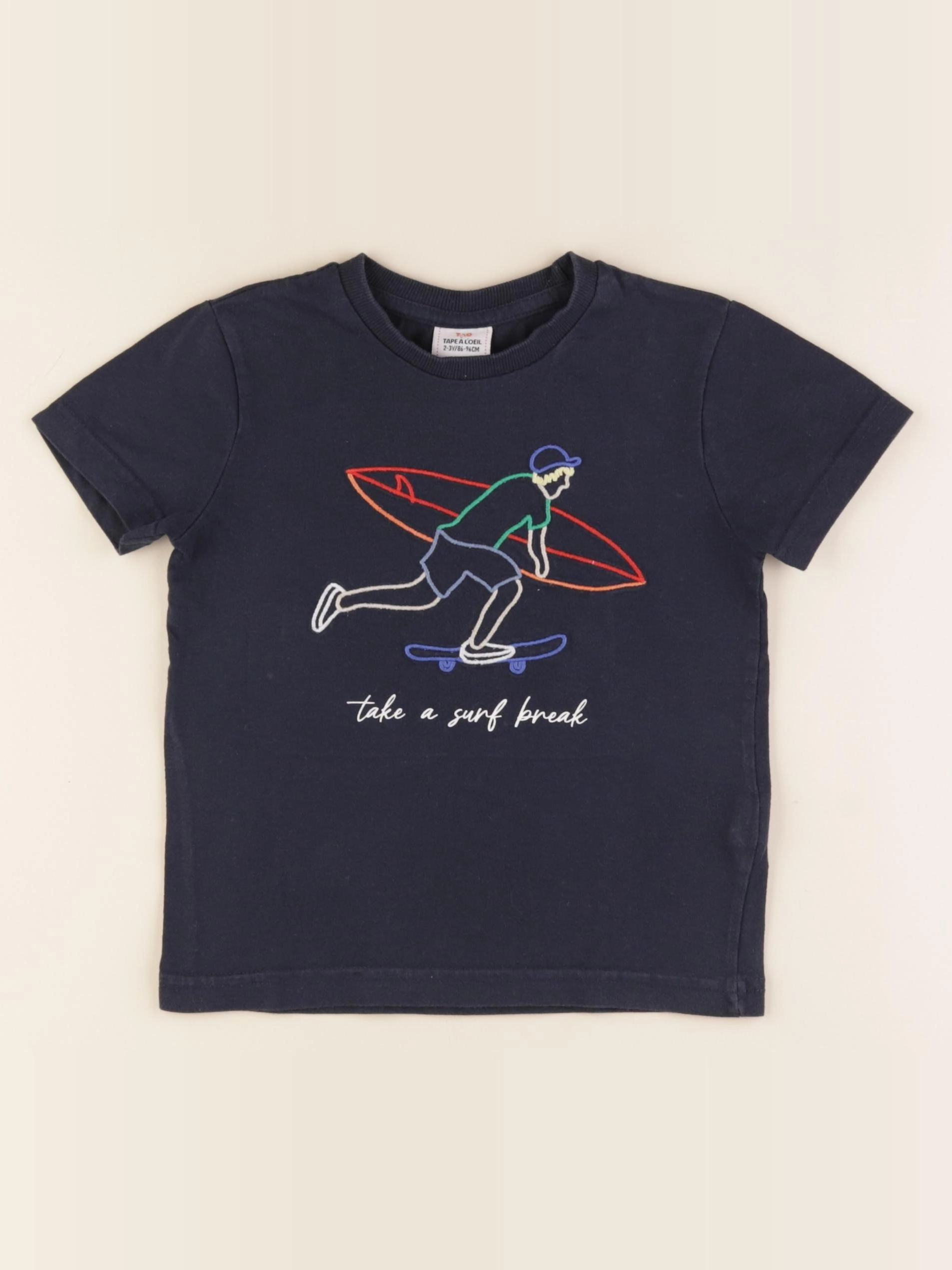 Tape à l'oeil - tee-shirt bleu - 2/3 ans