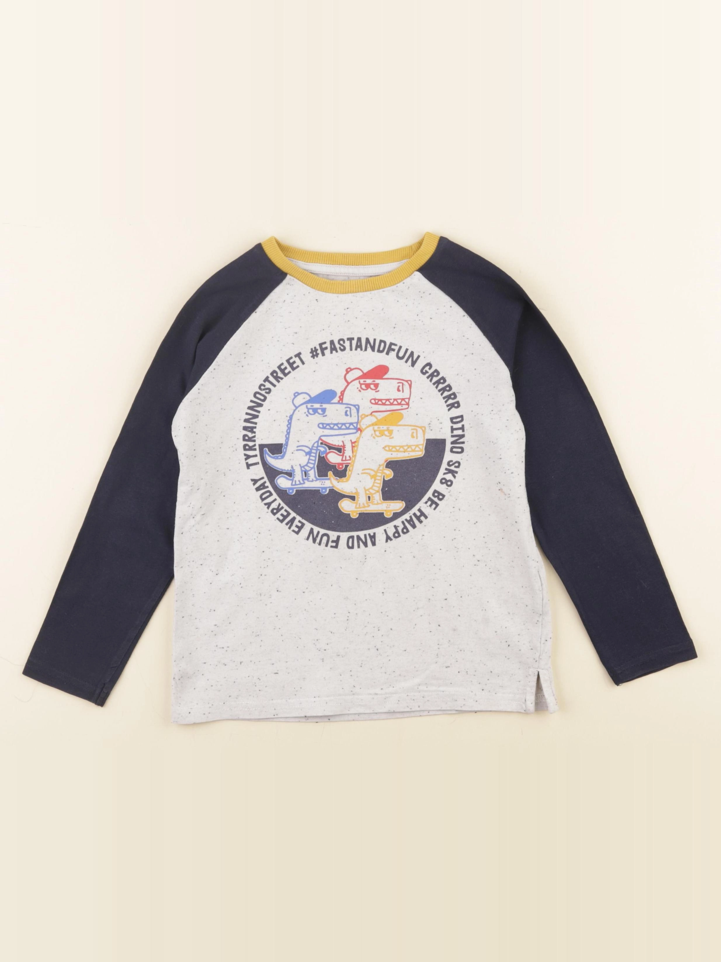 Vertbaudet - tee-shirt blanc, bleu - 5 ans