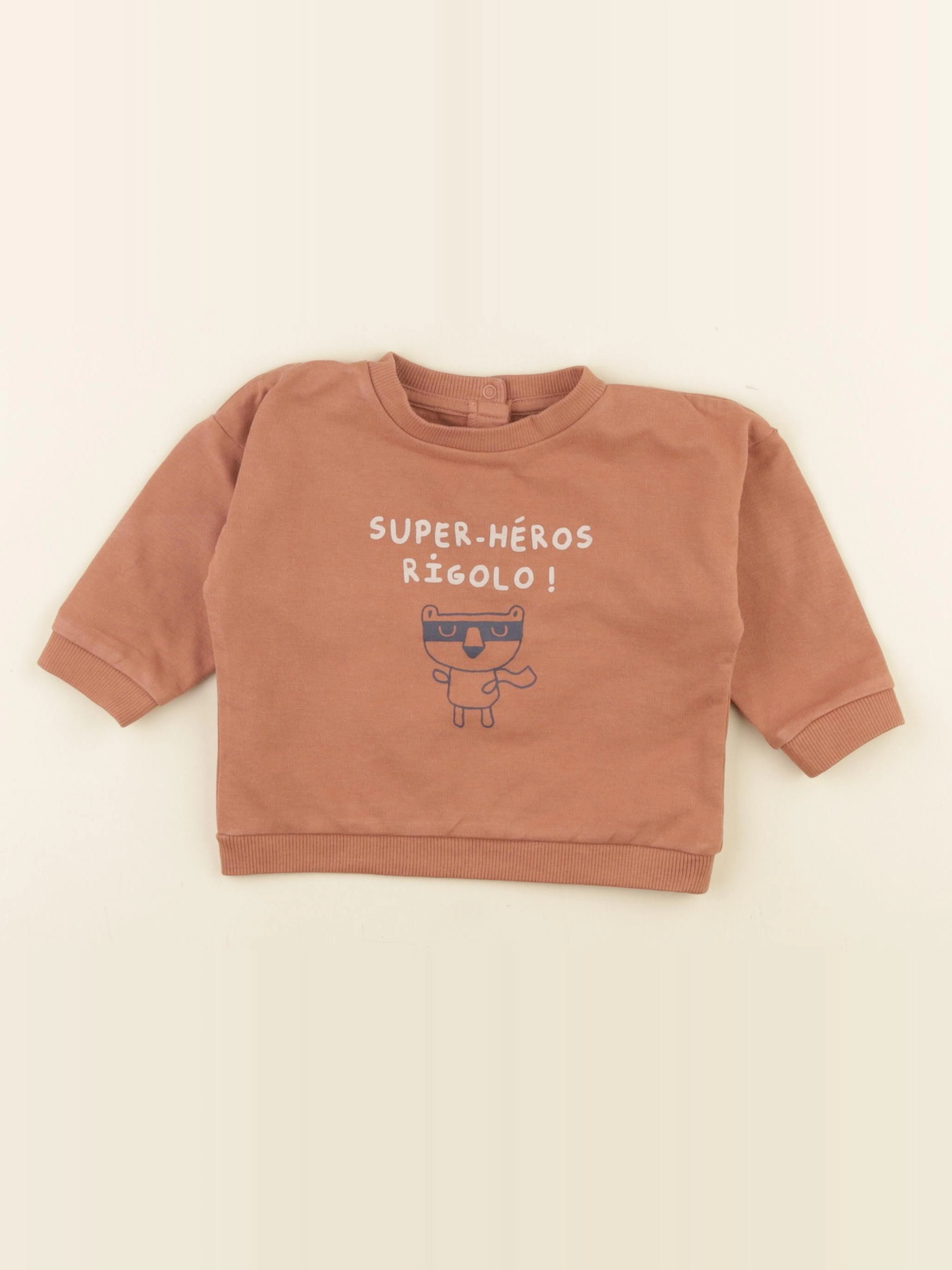 Vertbaudet - sweat marron - 9 mois