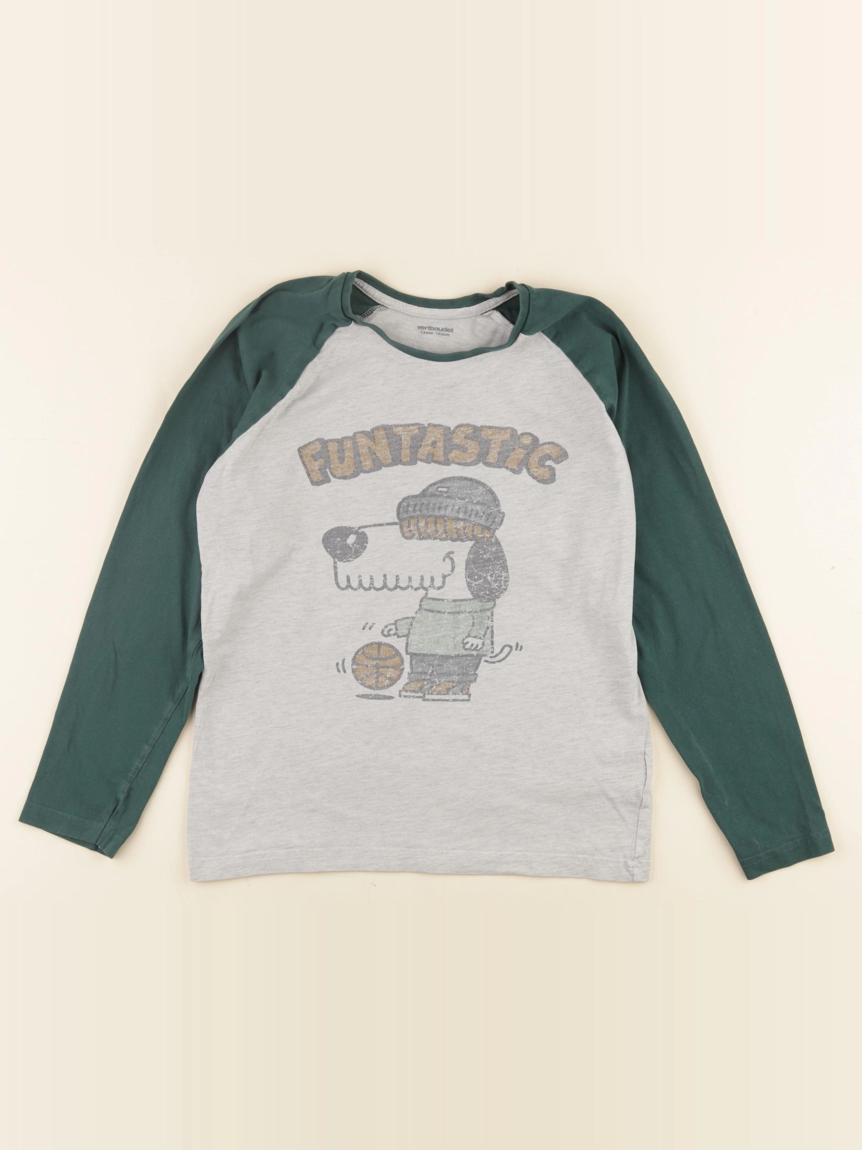 Vertbaudet - tee-shirt gris, vert - 12 ans