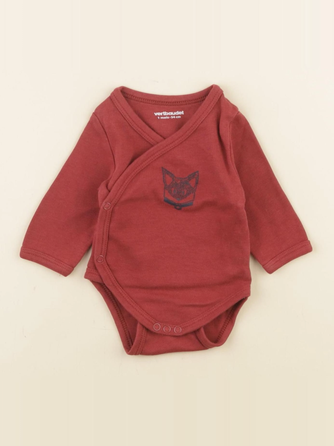 Vertbaudet - body rouge - 1 mois