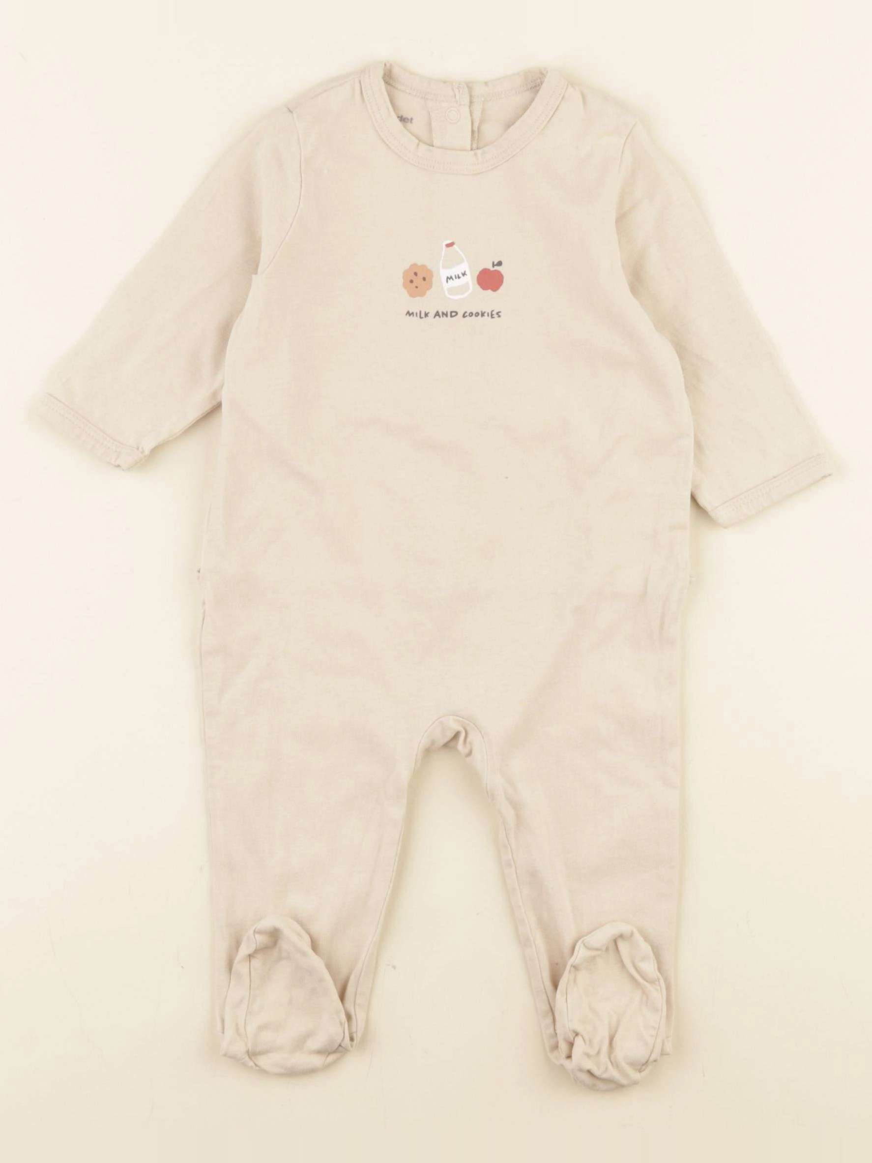 Vertbaudet - pyjama coton beige - 6 mois